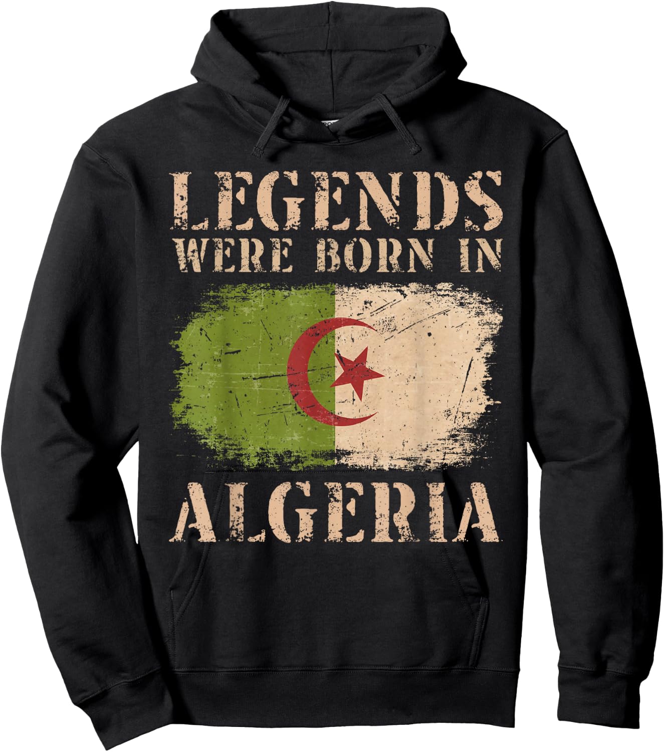 Vintage Design Algerian Flag Algeria Hoodie - Hoodie | Black