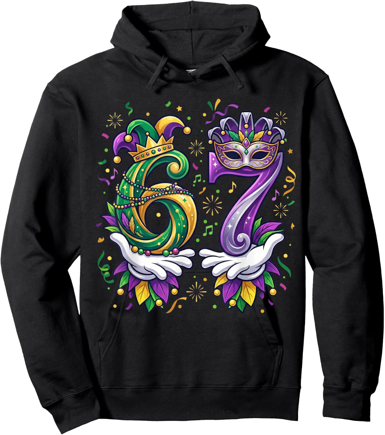 Mardi Gras 67 Meme Six Seven Hands 6 7 New Orleans Carnival Hoodie - Hoodie | Black