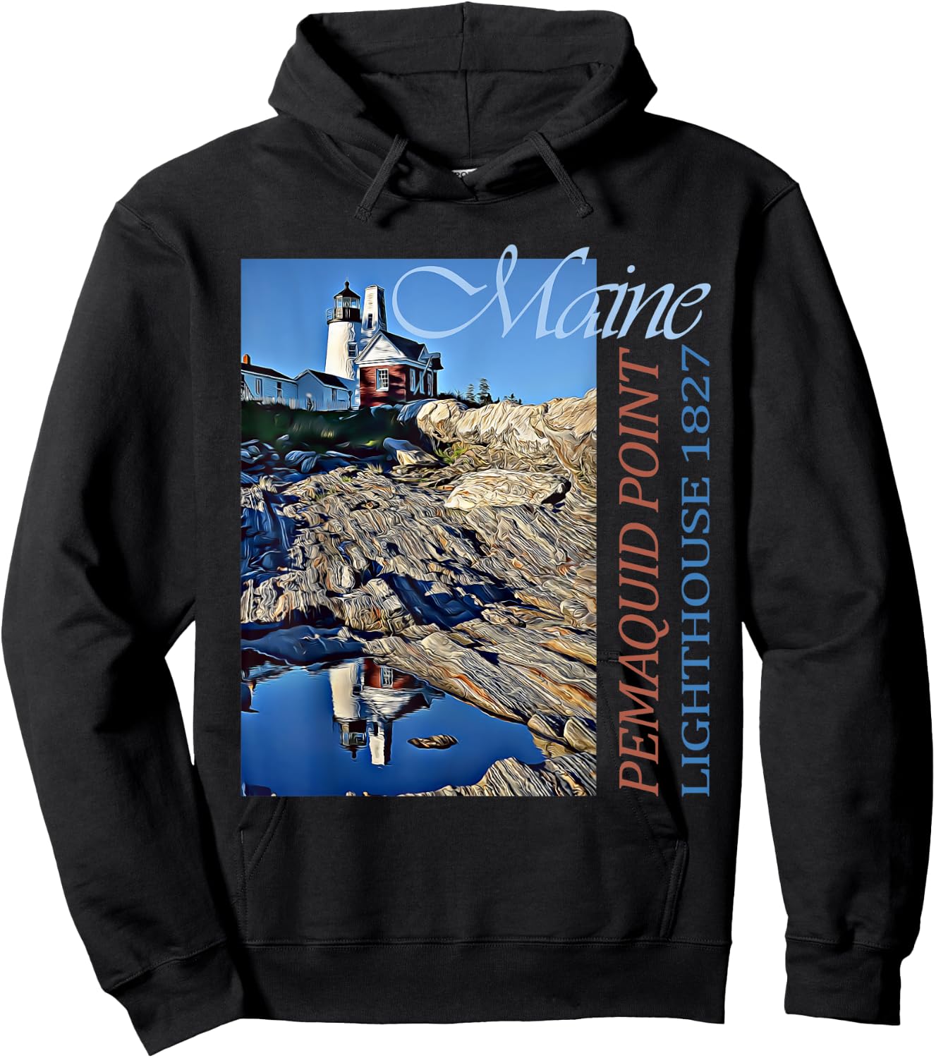 Pemaquid Point Lighthouse Maine 1827 Design Hoodie - Hoodie | Black