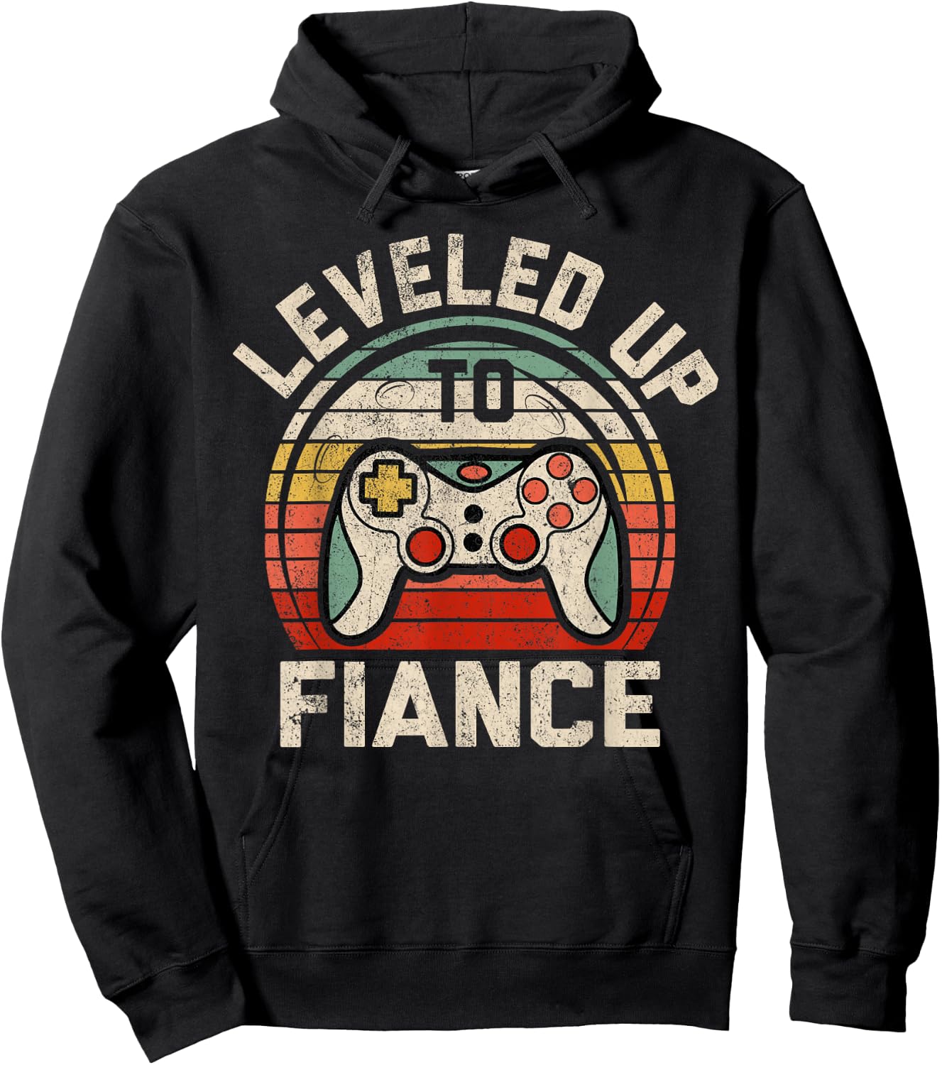 Leveled Up To Fiance Engaged Men Gaming Lover Gamer Hoodie - Hoodie | Black