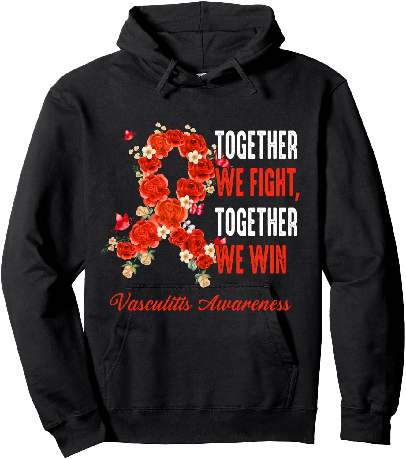 Together We Fight Together We Win Vasculitis Awareness Ribbo Hoodie - Hoodie | Black