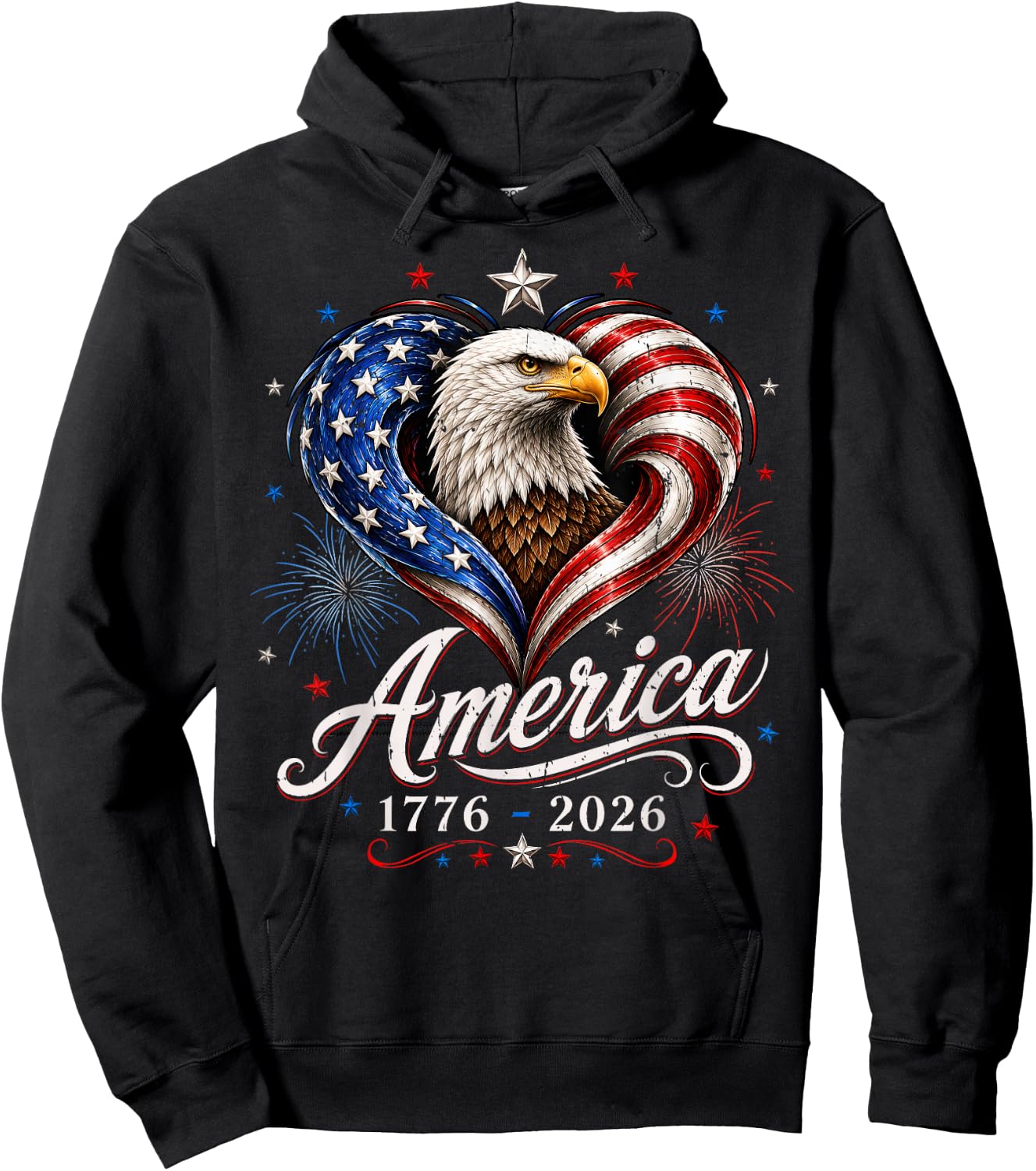 250th Anniversary America Flag Eagle 250 Years Men Women Hoodie - Hoodie | Black