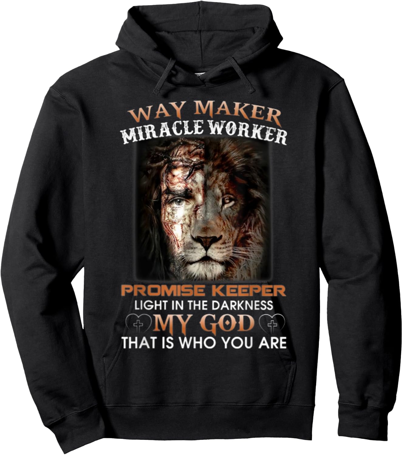 Lion-Way-Maker-Miracle-Worker-Promise-Keeper Hoodie - Hoodie | Black