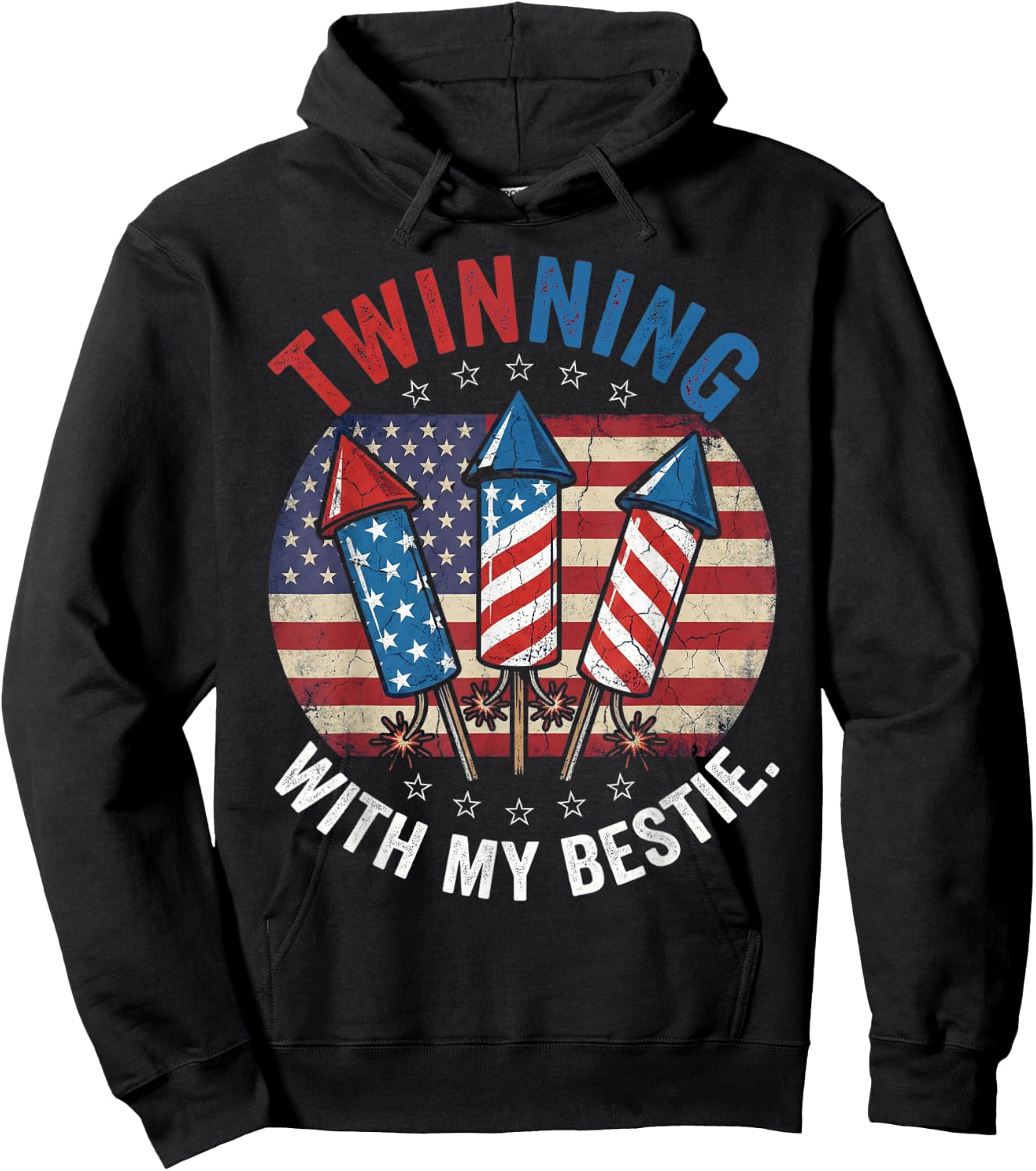 Twinning with My Bestie Patriotic 4th of July Matching Hoodie - Hoodie | Black