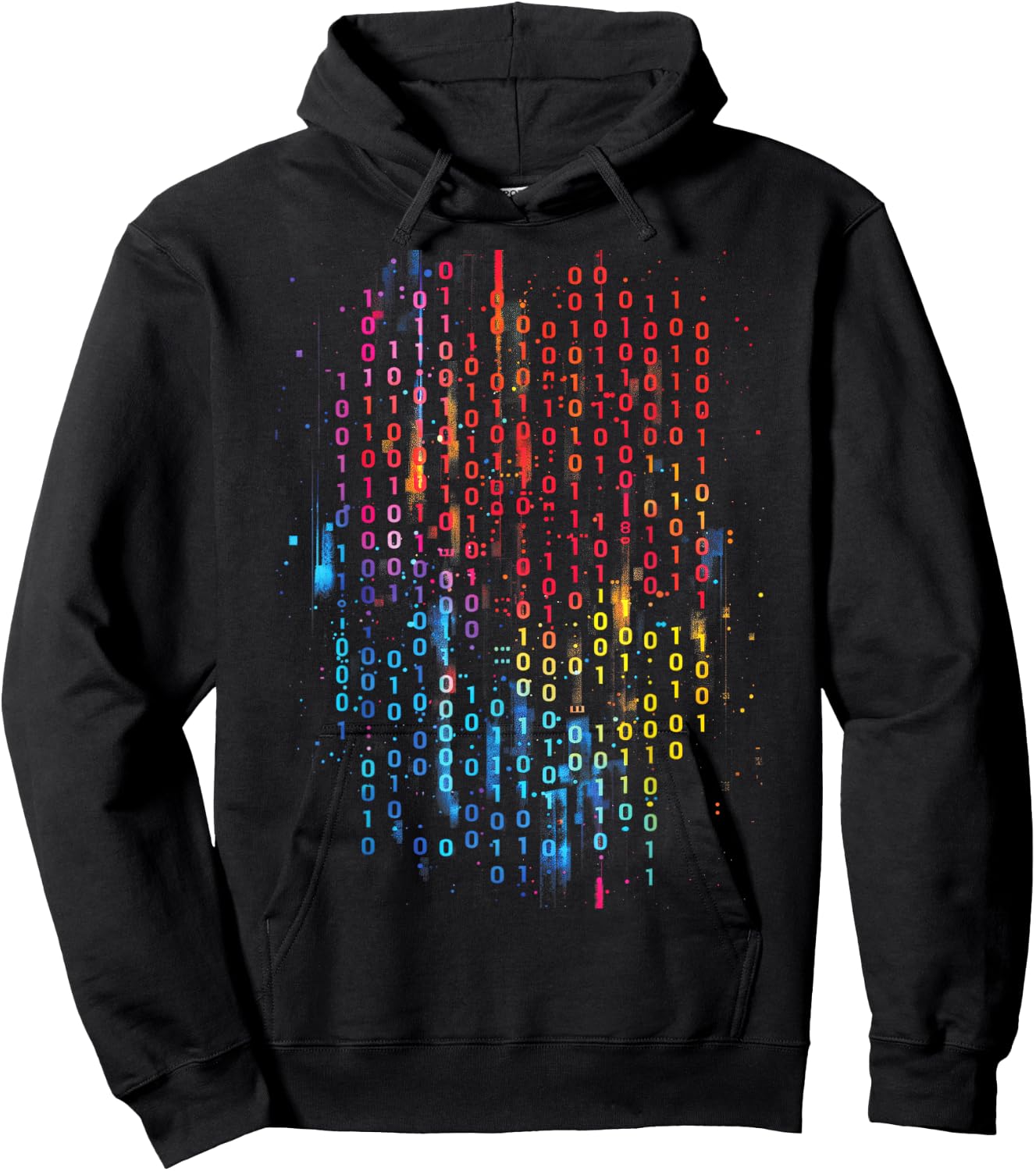 Binary Code Matrix Illuminated Numerals 3D Effect Hoodie - Hoodie | Black