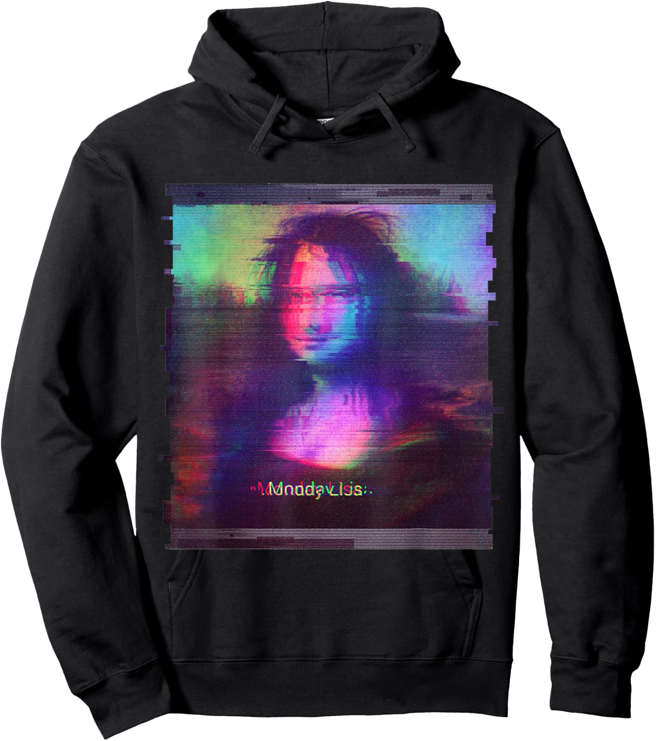 Trippy Glitch Aesthetic Vaporwave Monday Lisa Parody Art Hoodie - Hoodie | Black