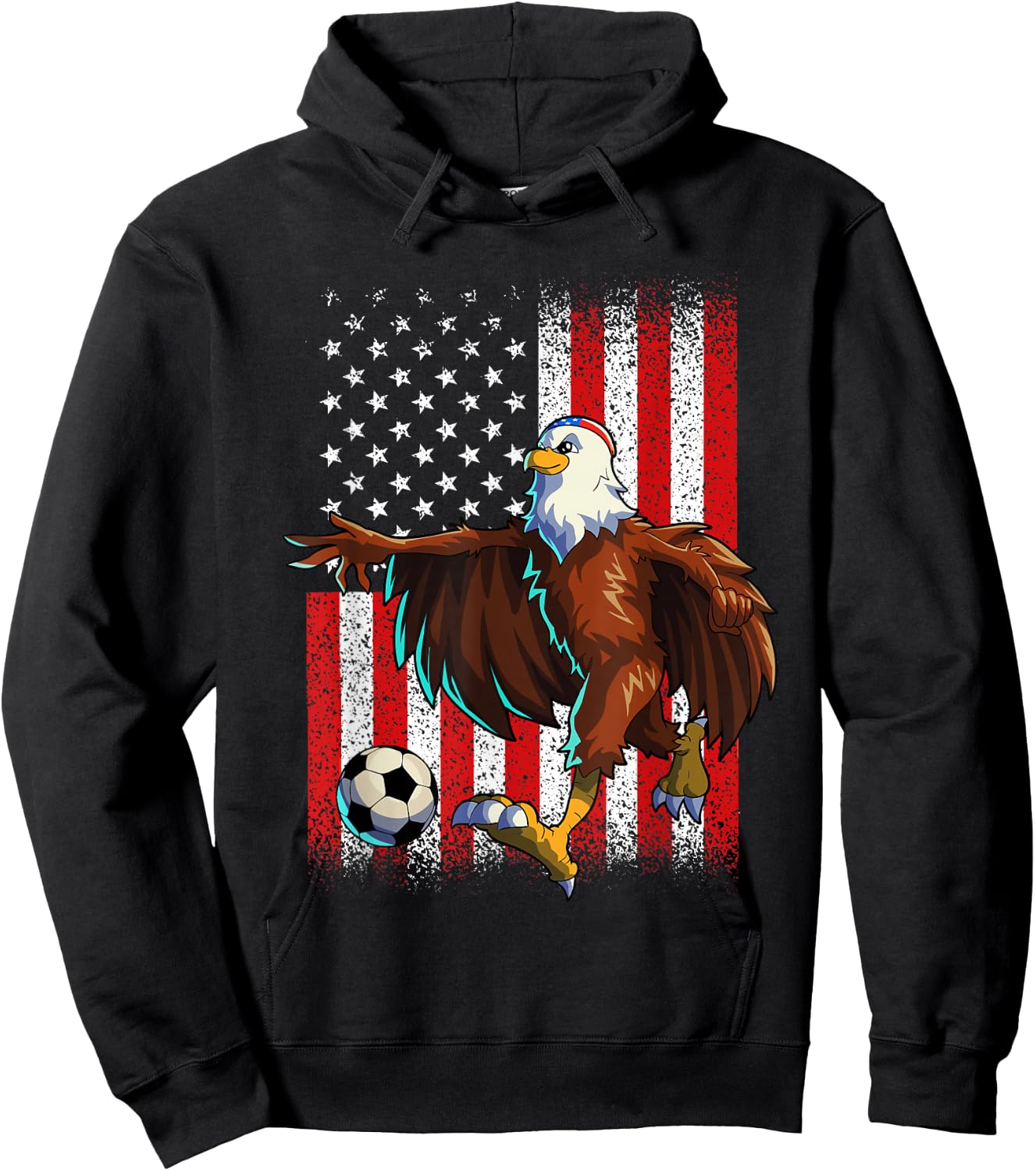 Soccer American Eagle 4th Of July Shirt Men Boy USA Flag Hoodie - Hoodie | Black