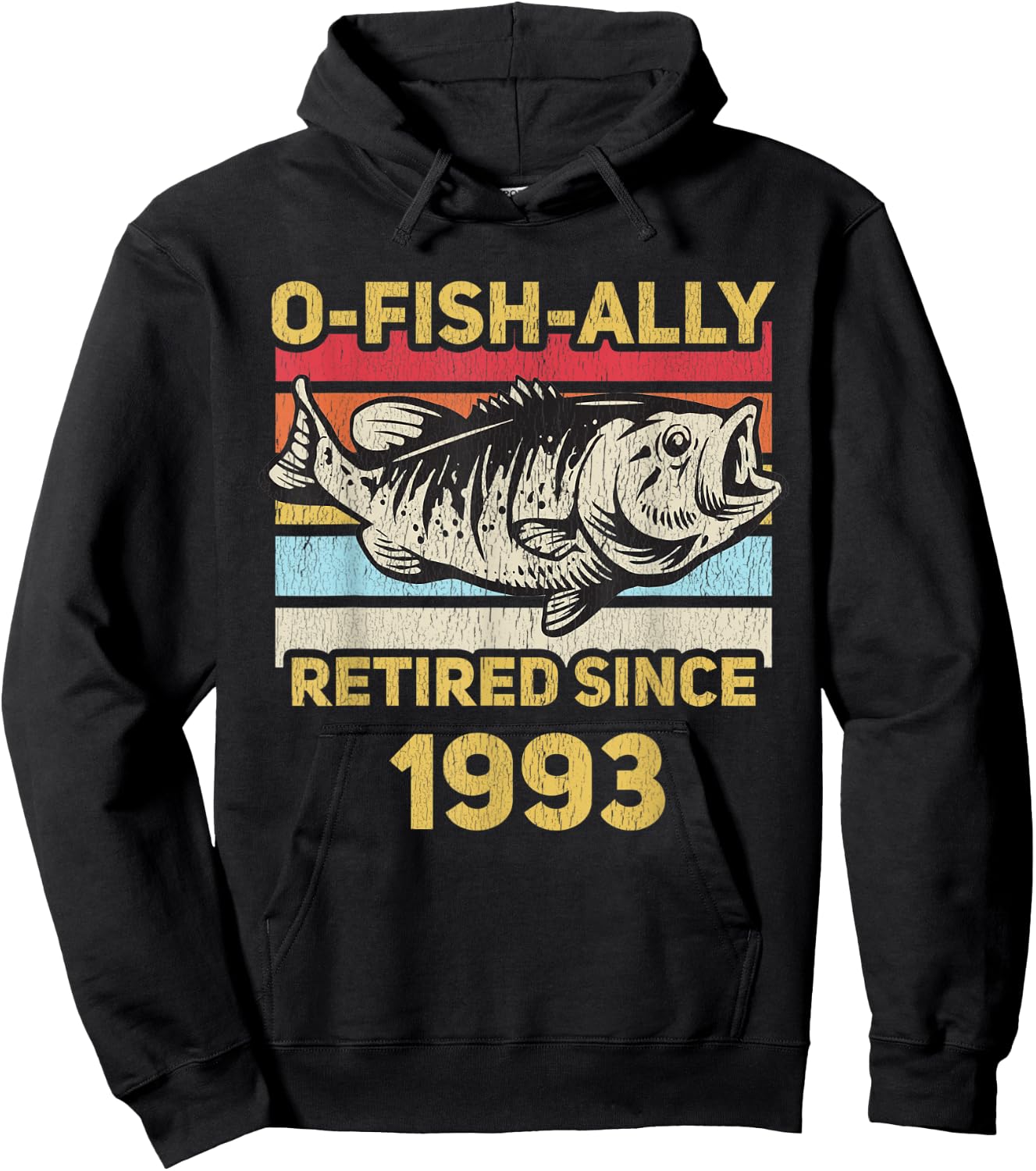 Ofishally Retired 1993 Funny Fishing Dad Retiring Retirement Hoodie - Hoodie | Black