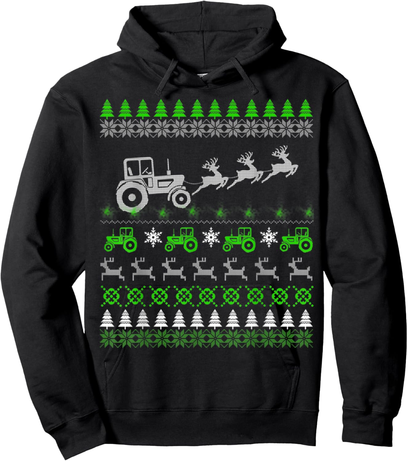 Funny Tractor Farmer Ugly Christmas Sweaters Hoodie - Hoodie | Black