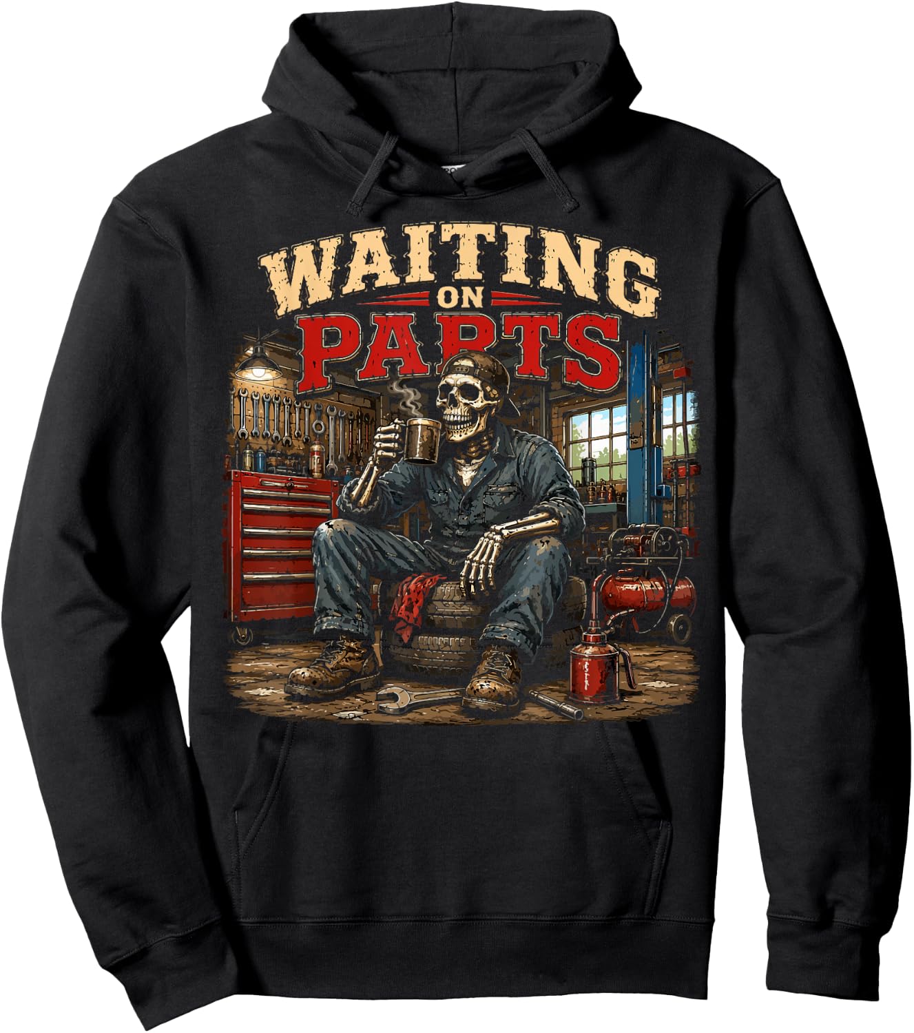 Mechanic Men Auto Repair Waiting on Parts Car Technician Hoodie - Hoodie | Black