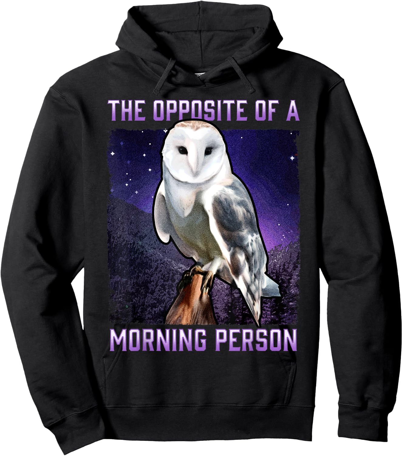 Snowy Owl Opposite of a Morning Person Bird Night Owl Hoodie - Hoodie | Black