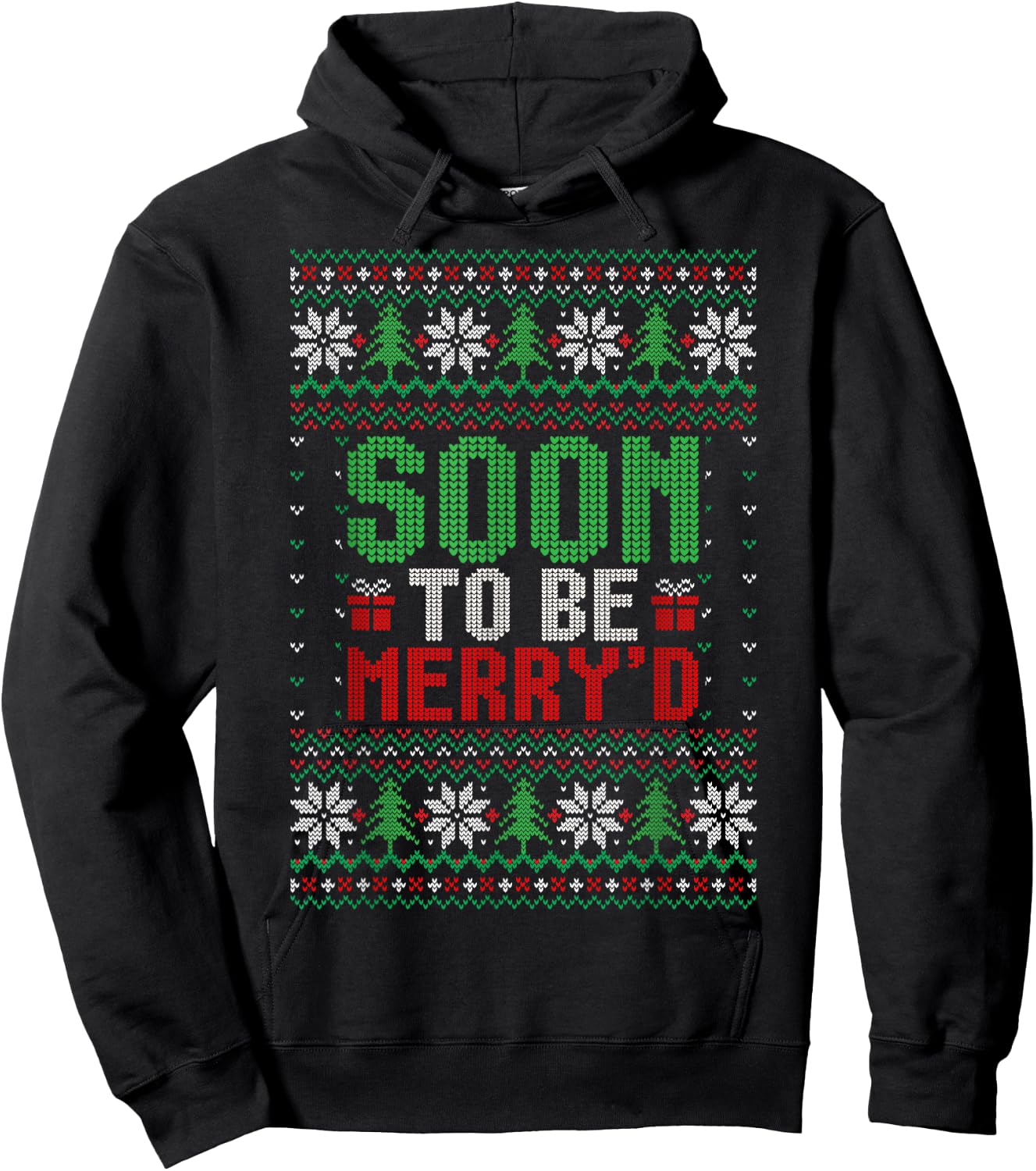 Soon To Be Merry'd Engaged Matching Couples Christmas Ugly Hoodie - Hoodie | Black