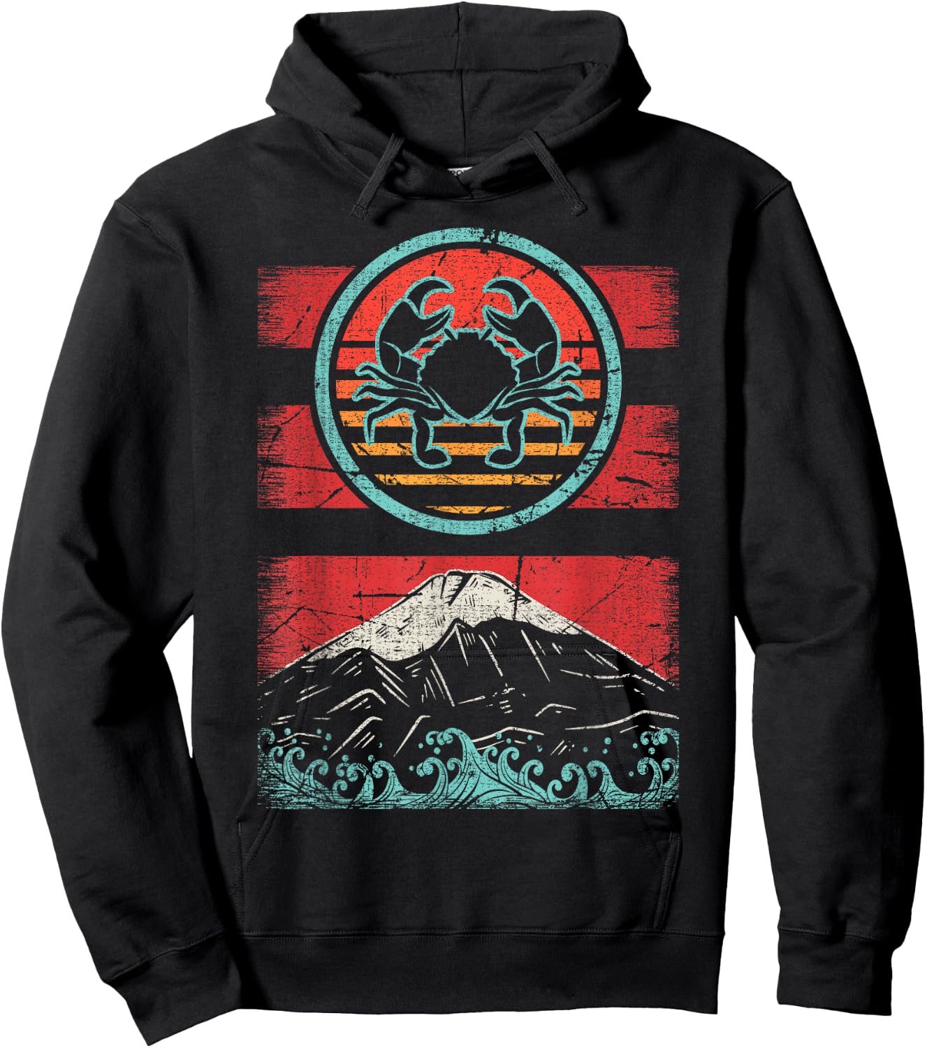 Crab Lover Crabbing Seafood Retro Vintage 80s Style Hoodie - Hoodie | Black