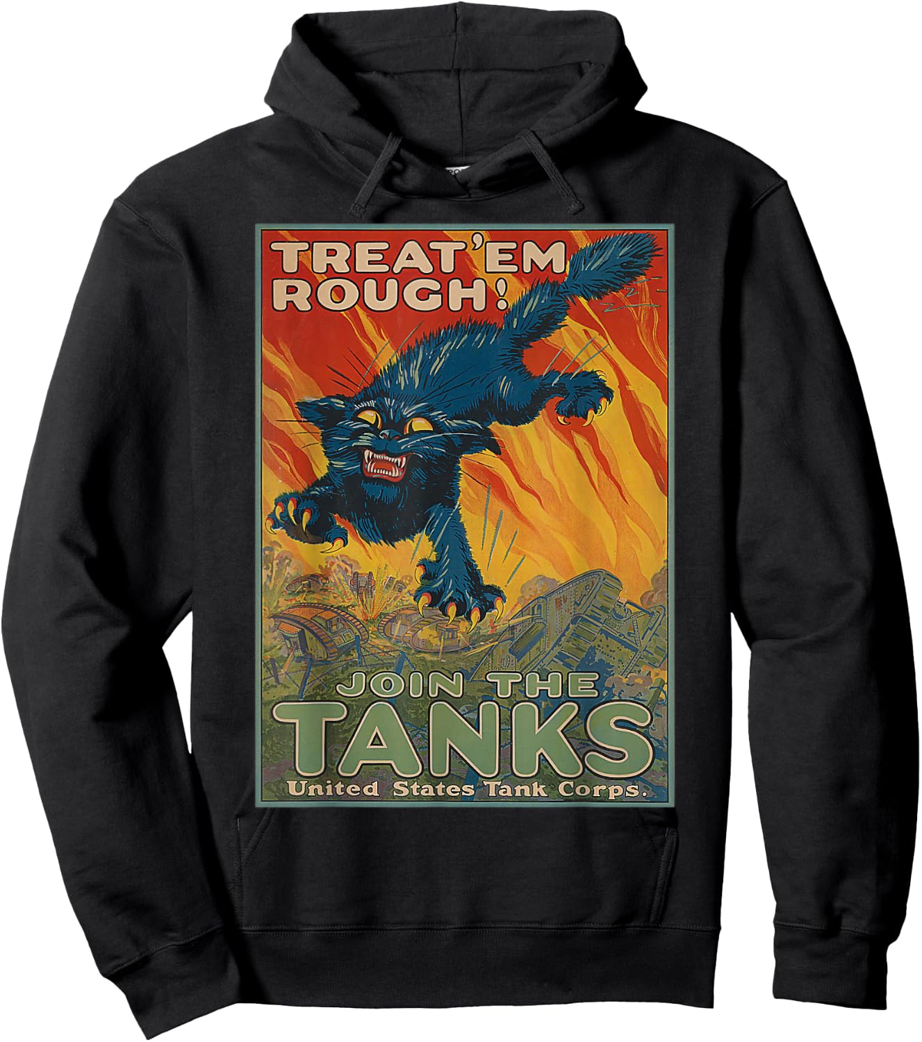 United States Tanks Corps Cat WWII WW2 Tank Hoodie - Hoodie | Black