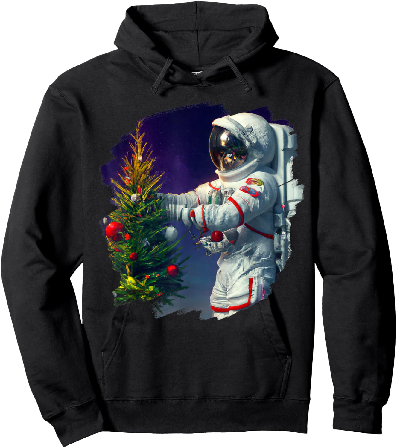 Astronaut Christmas Tree Outer Space Christmas Hoodie - Hoodie | Black
