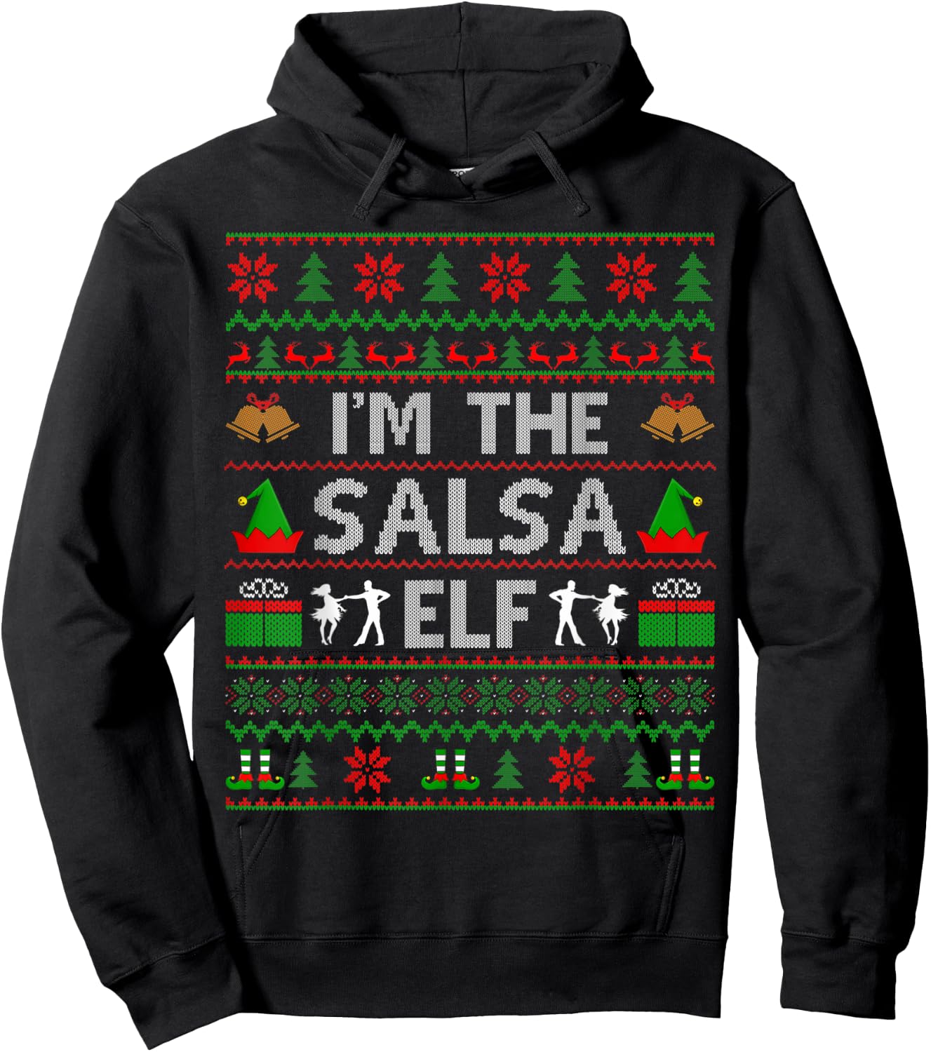 Family Matching Dancing Ugly Santa Salsa Dance Christmas Hoodie - Hoodie | Black