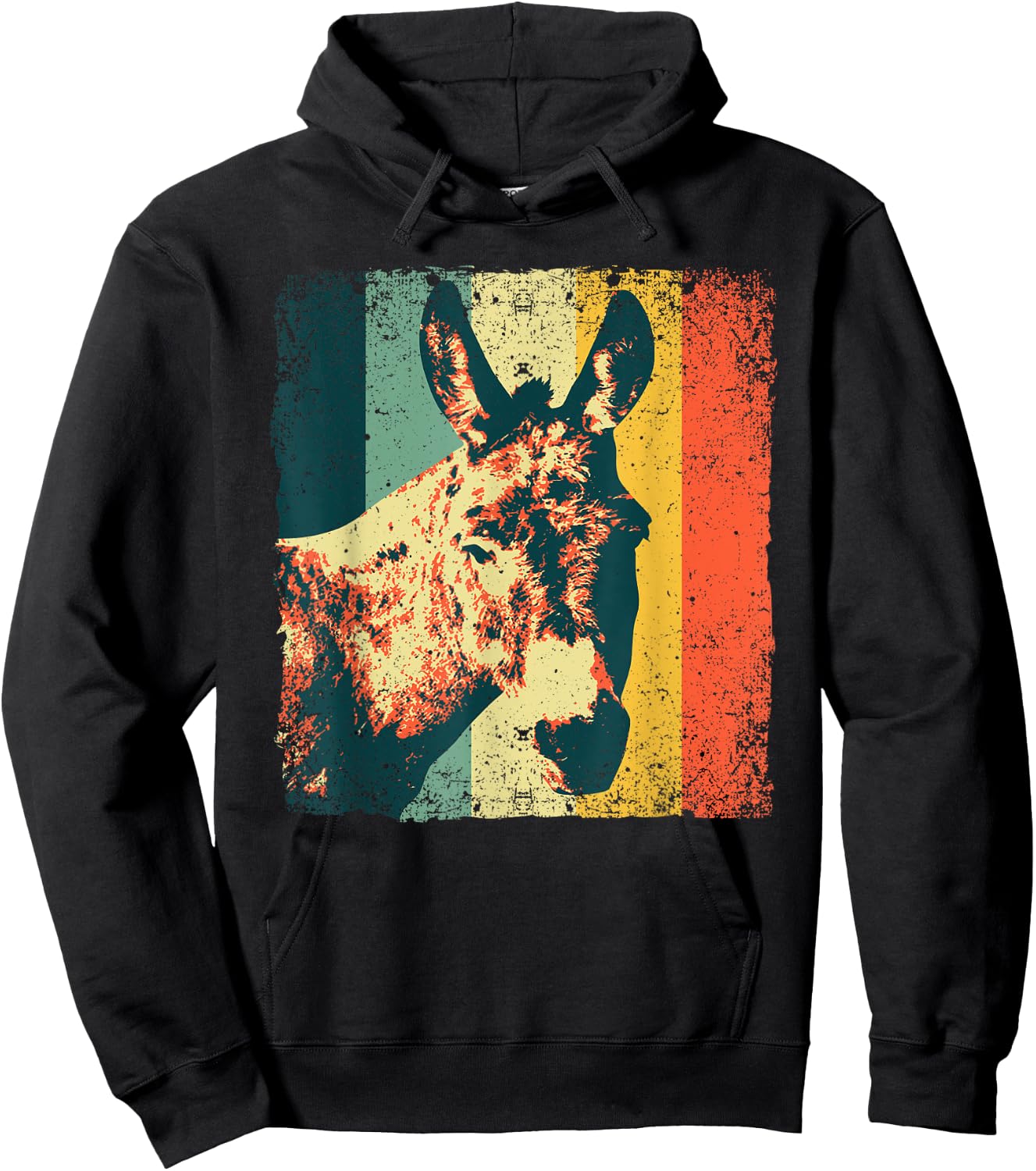 Funny Vintage Donkey Design Women Safari Mule Equine Hoodie - Hoodie | Black