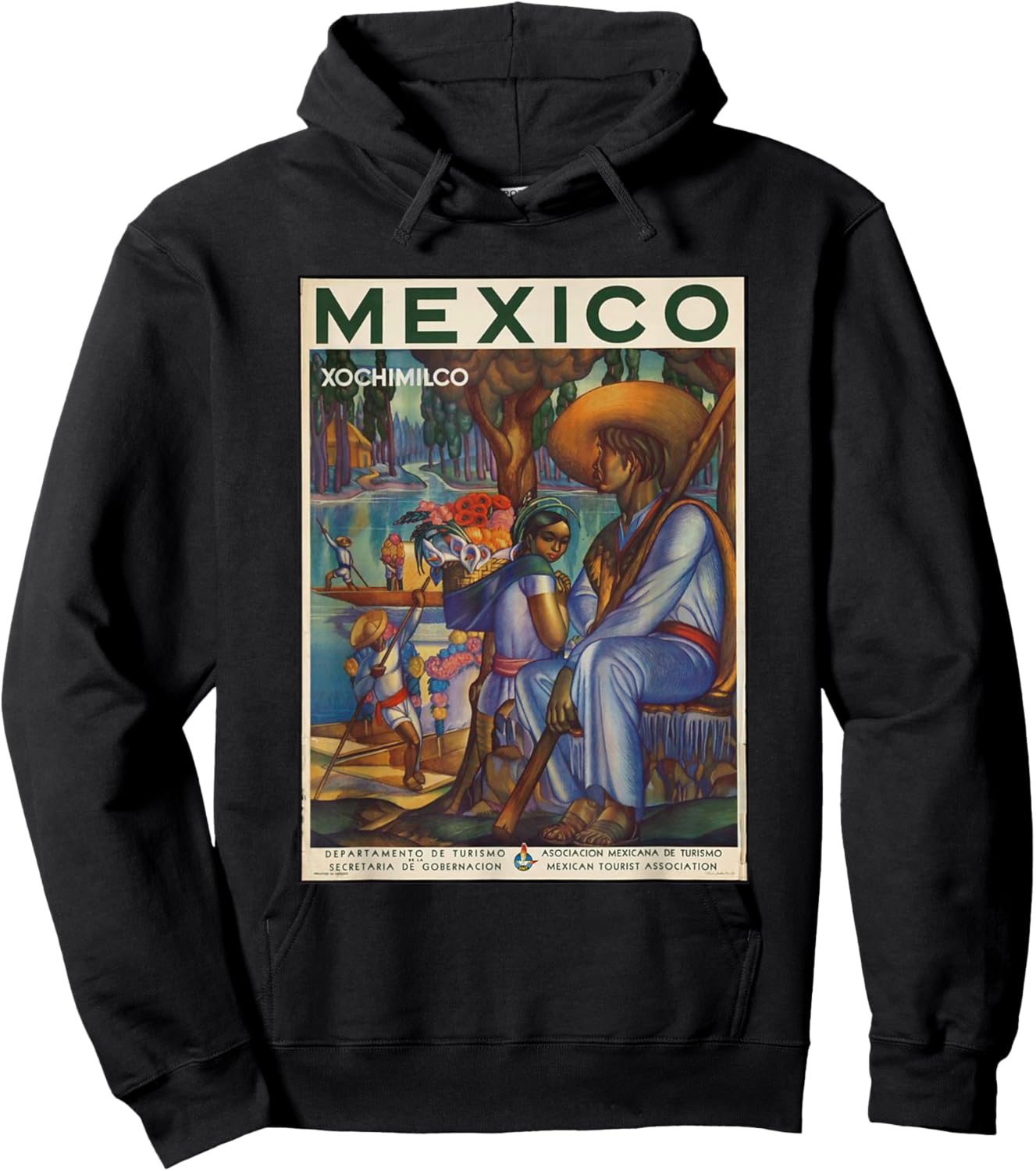 Mexico Retro Vintage Xochimilco Mexican Life Print Hoodie - Hoodie | Black