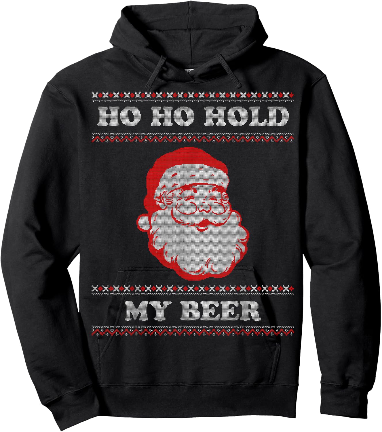 Ugly Christmas Santa, Ho Ho Hold My Beer Hoodie - Hoodie | Black