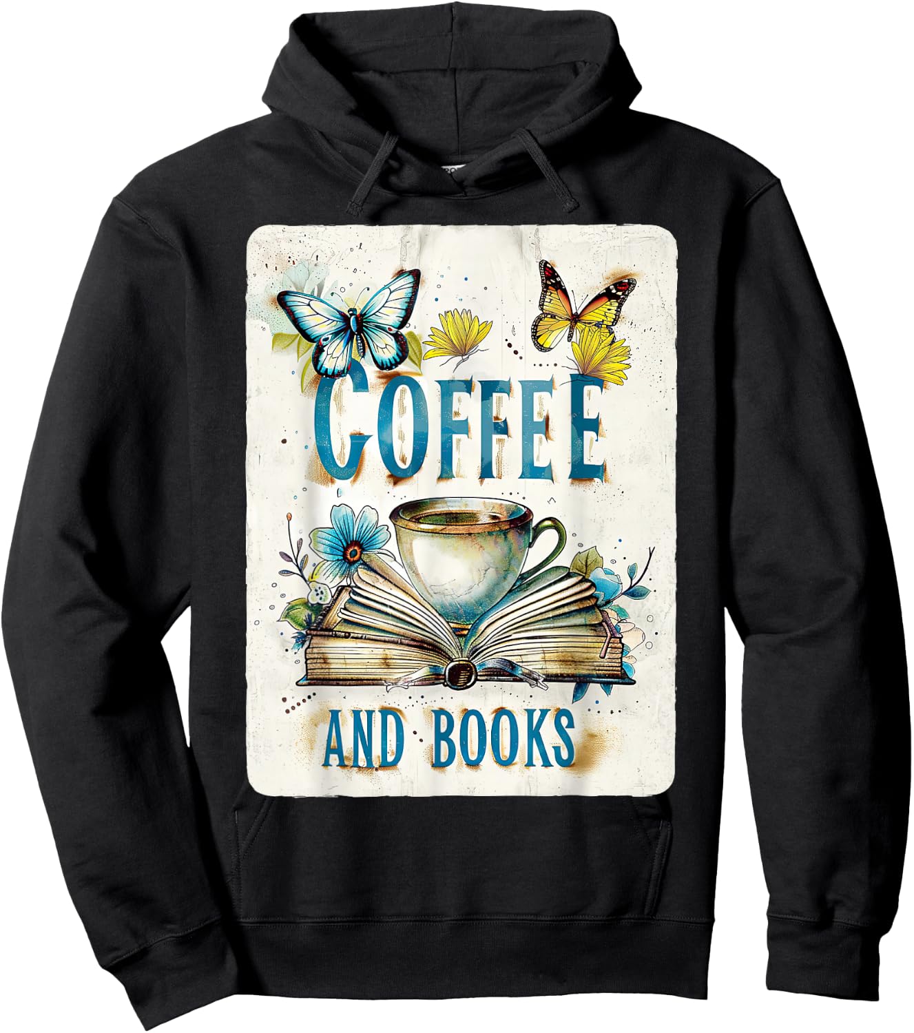 Coffee And Books Vintage Floral Book Reader Bookish Hoodie - Hoodie | Black