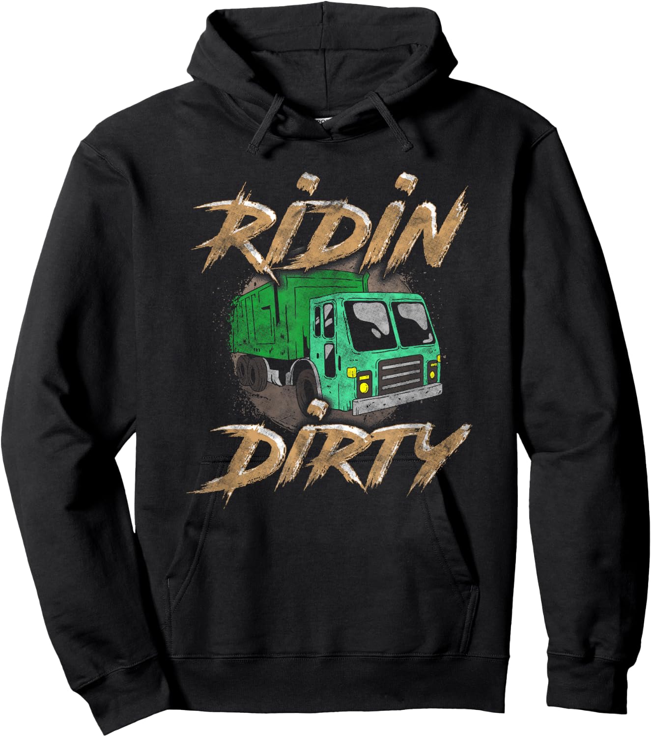 Riding Dirty Garbage Truck Driver Shirt Sanitation Trucker Hoodie - Hoodie | Black