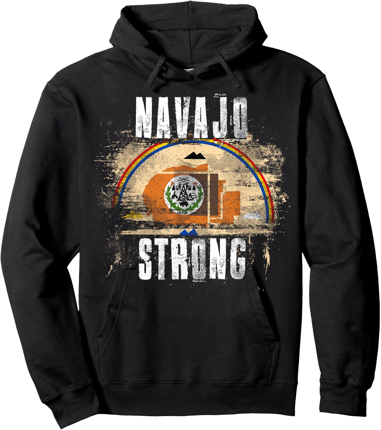 Navajo Strong Vintage Style Flag - Navajo Pride Hoodie - Hoodie | Black