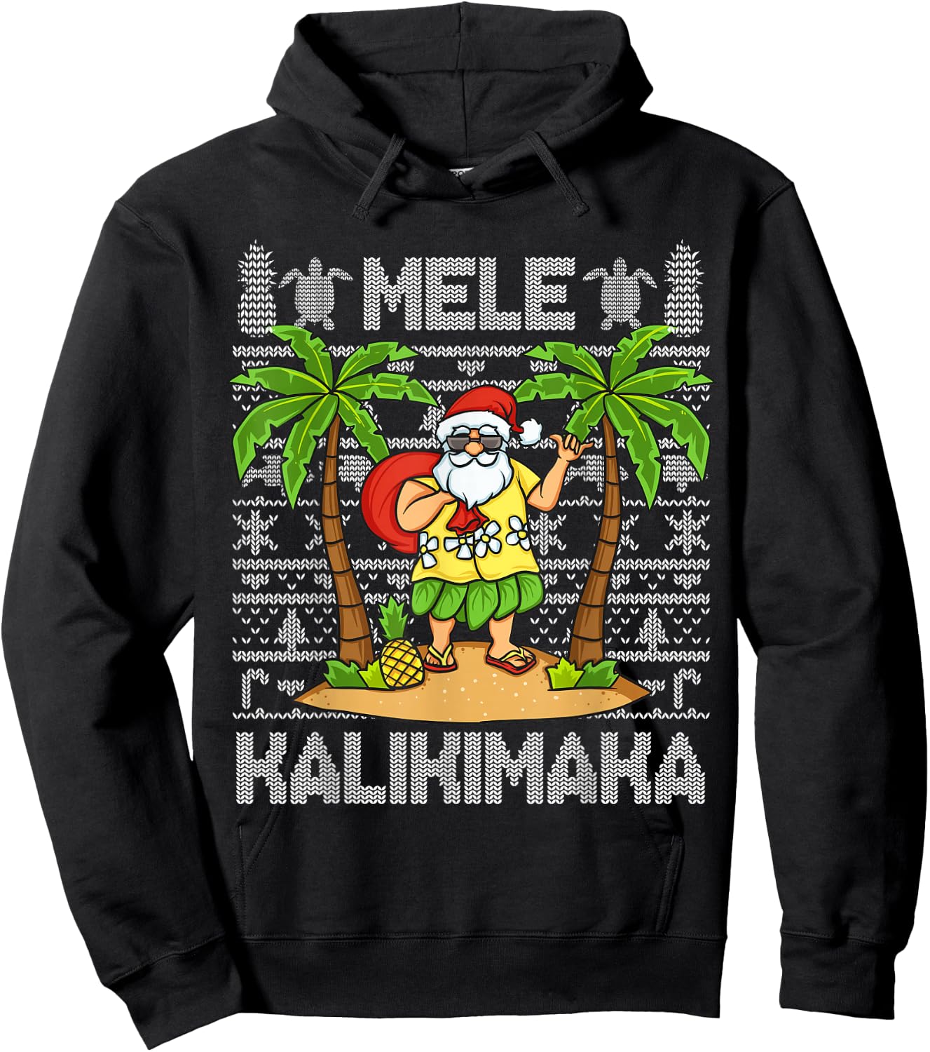 Mele Kalikimaka Santa Claus Hawaiian Christmas In July Hoodie - Hoodie | Black