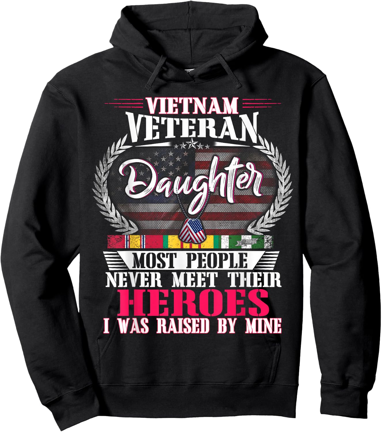 Vietnam Veteran Daughter Raised by My Hero Shirt US Veteran Hoodie - Hoodie | Black