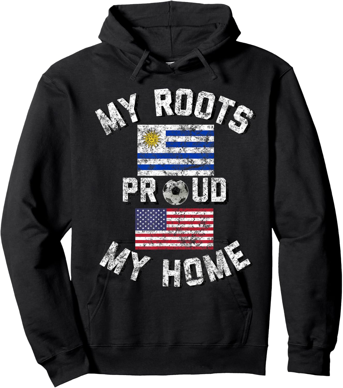 Uruguay Soccer My Roots My Home Vintage Flag Fan Shirt Hoodie - Hoodie | Black