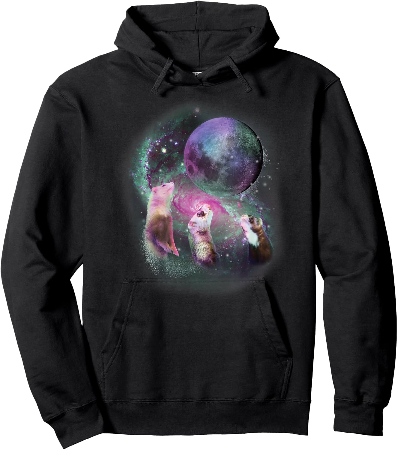Ferrets Howling at the Moon Shirt - Funny Ferret Hoodie - Hoodie | Black