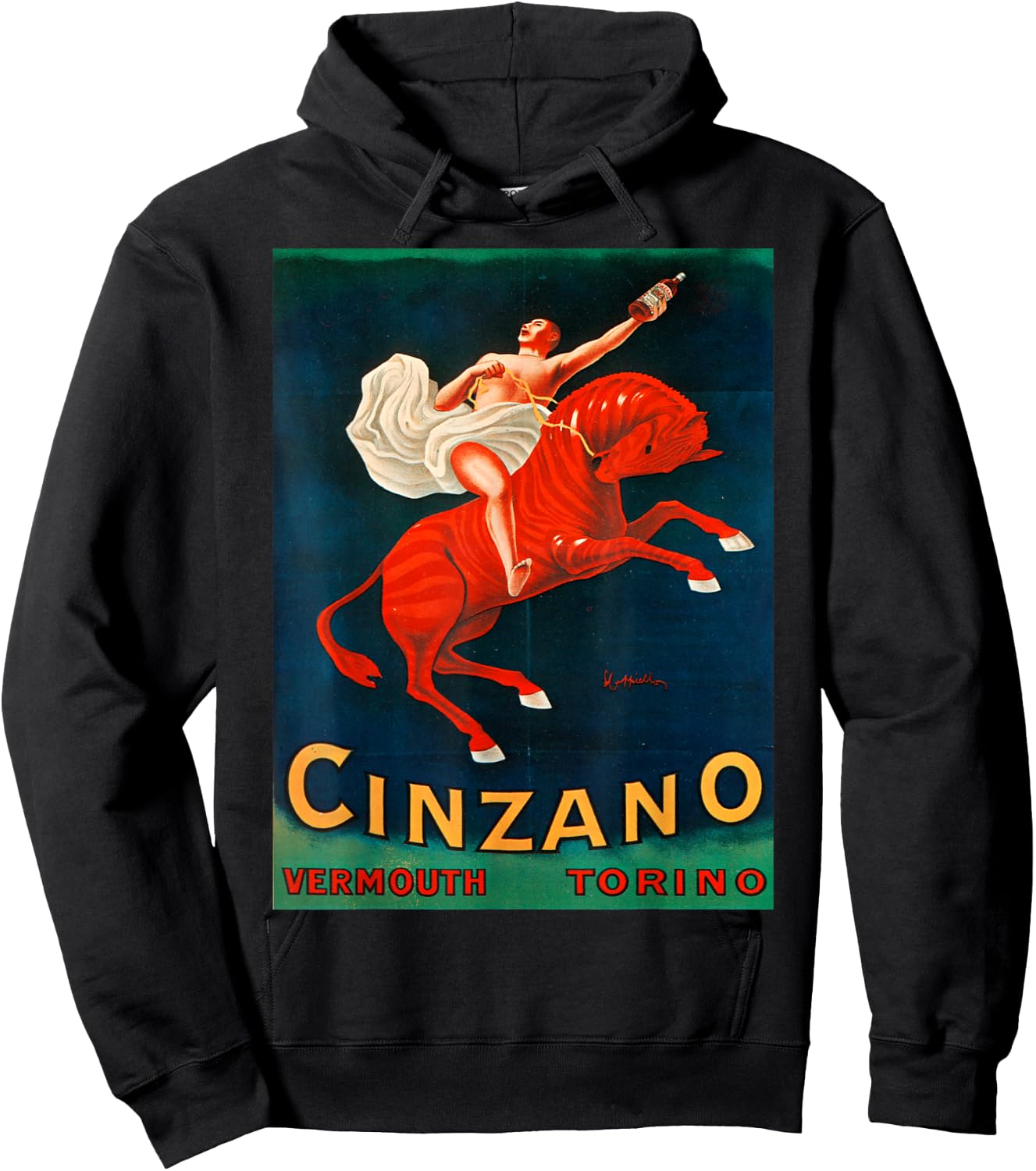 Vintage poster - Cinzano Vermouth Torino Retro Hoodie - Hoodie | Black