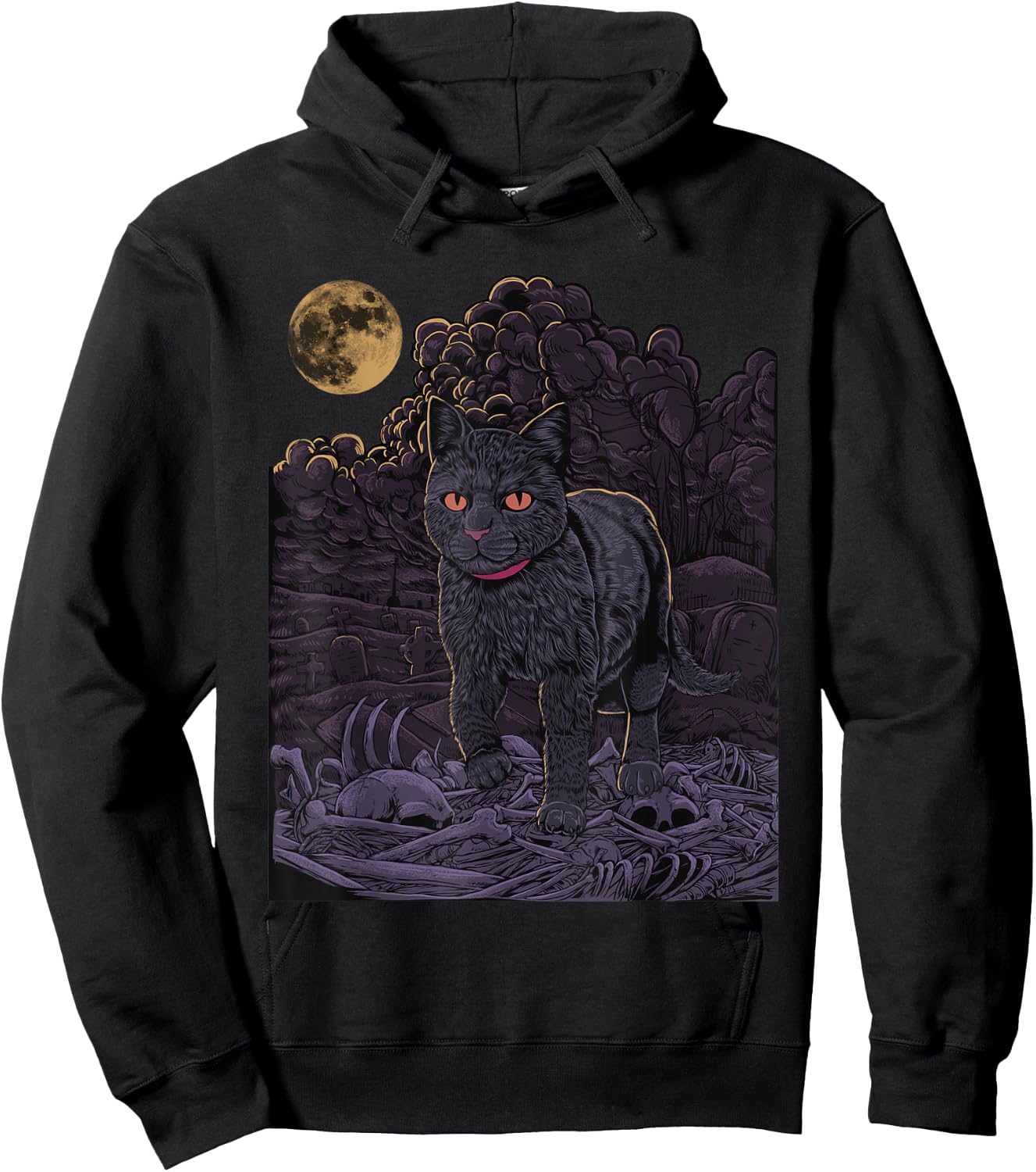 Evil Cat - Black cat in the cemetery - Gothic Cat Women Hoodie - Hoodie | Black