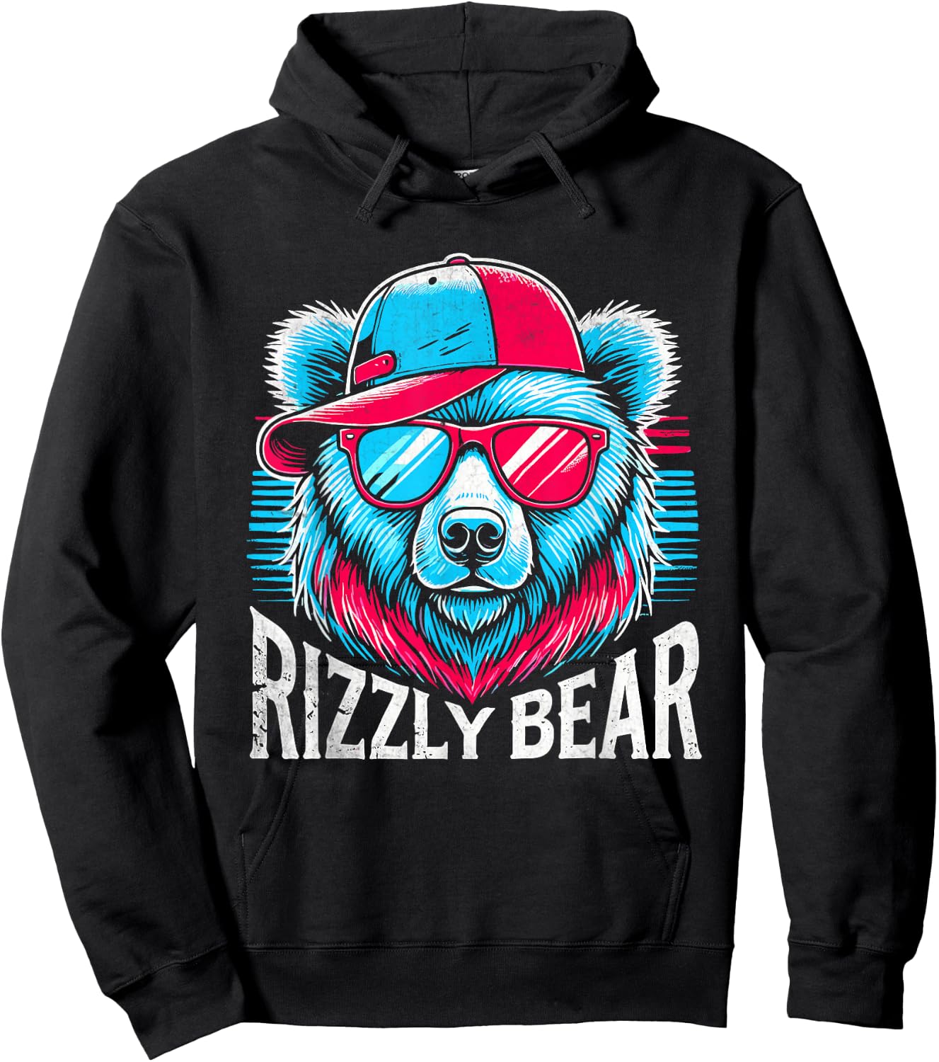 Rizzly Bear Cool Bear Wearing Sunglasses Rizz Boys Hoodie - Hoodie | Black