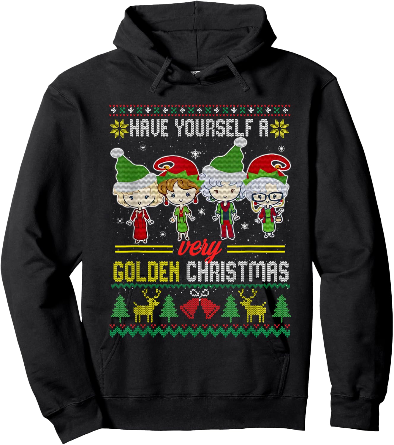 Have Yourself A Very Golden Christmas Xmas Pajamas Ugly Hoodie - Hoodie | Black