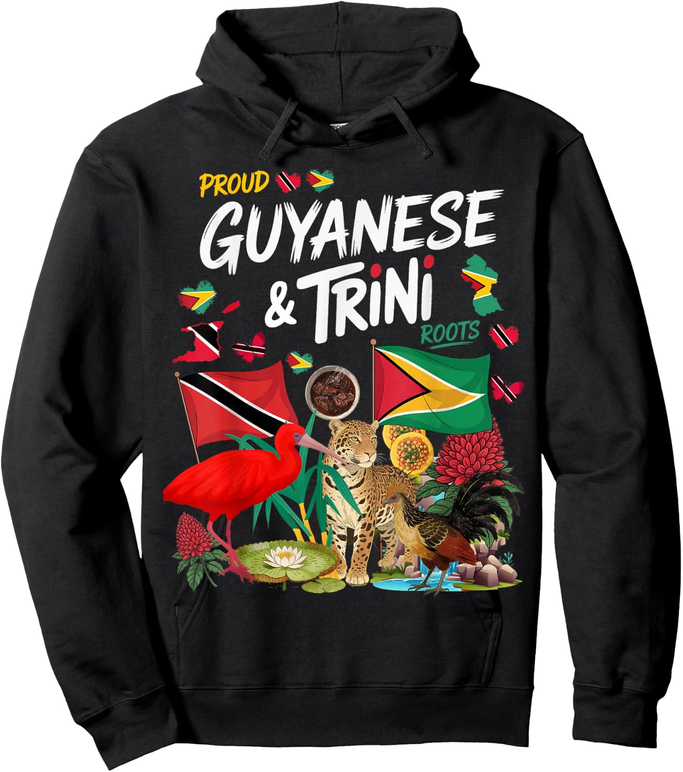 Trinidad & Guyana Flag Outfit Idea Guyanese Roots Hoodie - Hoodie | Black