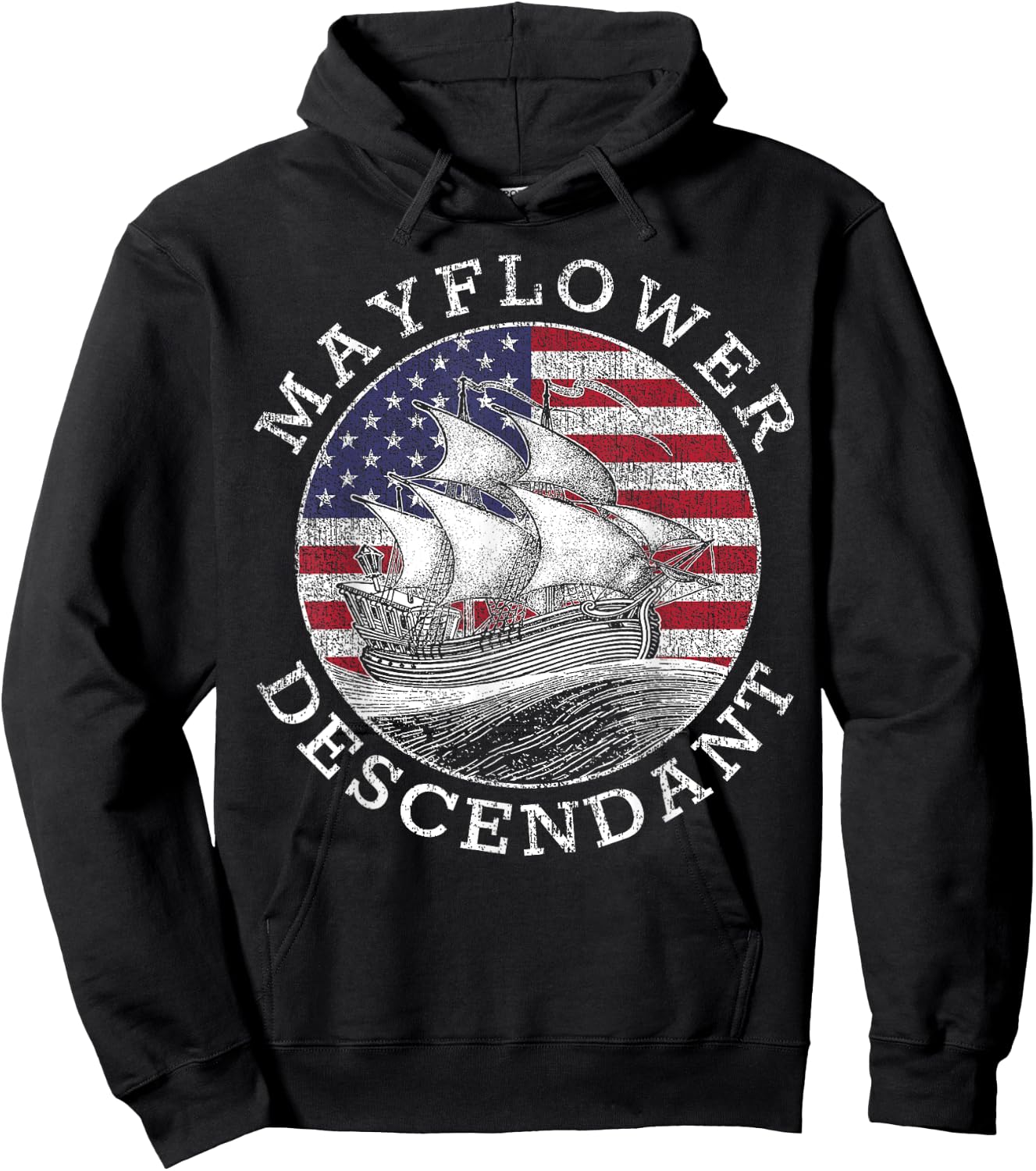 Mayflower Descendant Used Union Jack Hoodie - Hoodie | Black