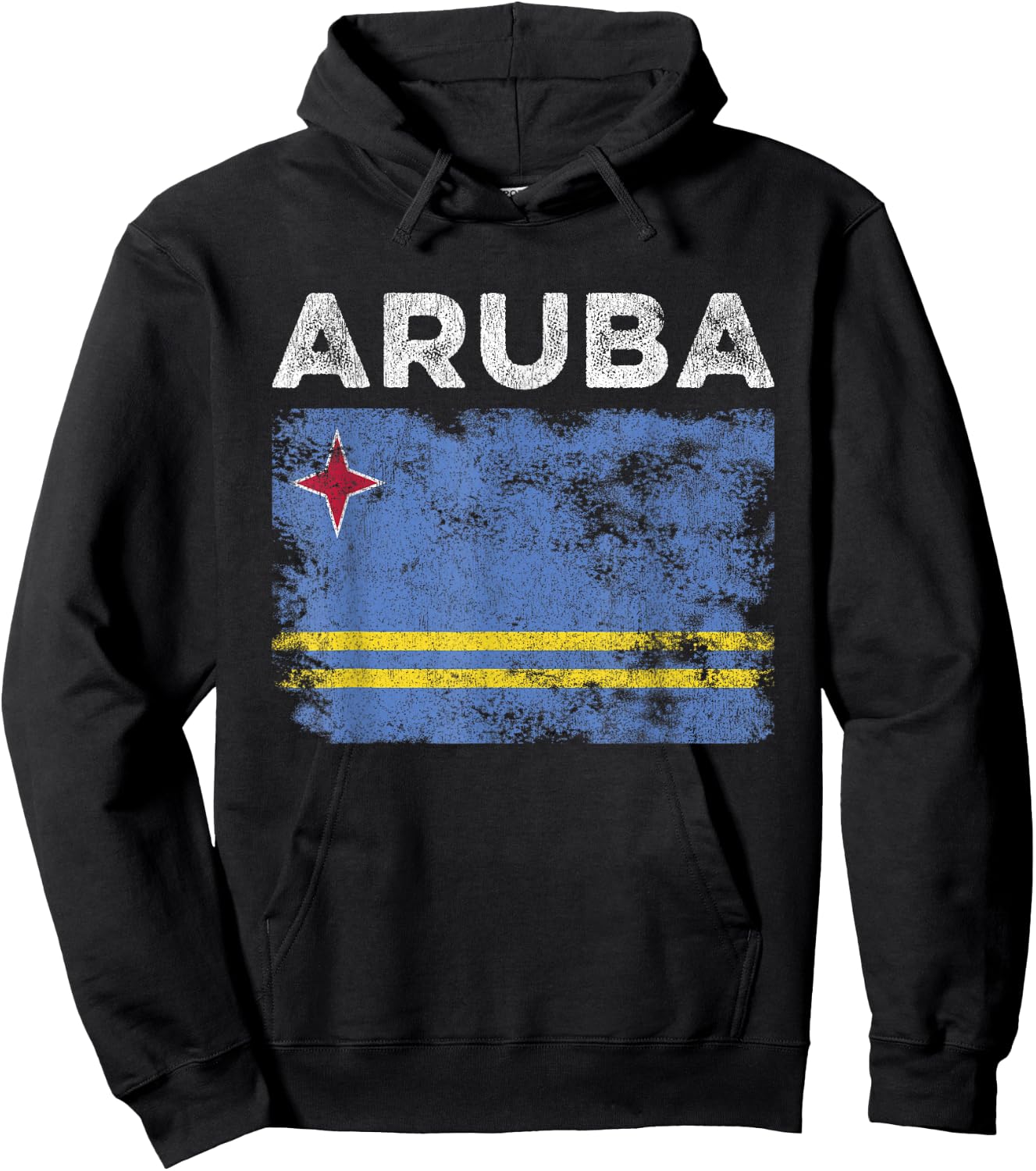 Aruba Flag Distressed - Men Women Kids - Aruban Flag Hoodie - Hoodie | Black