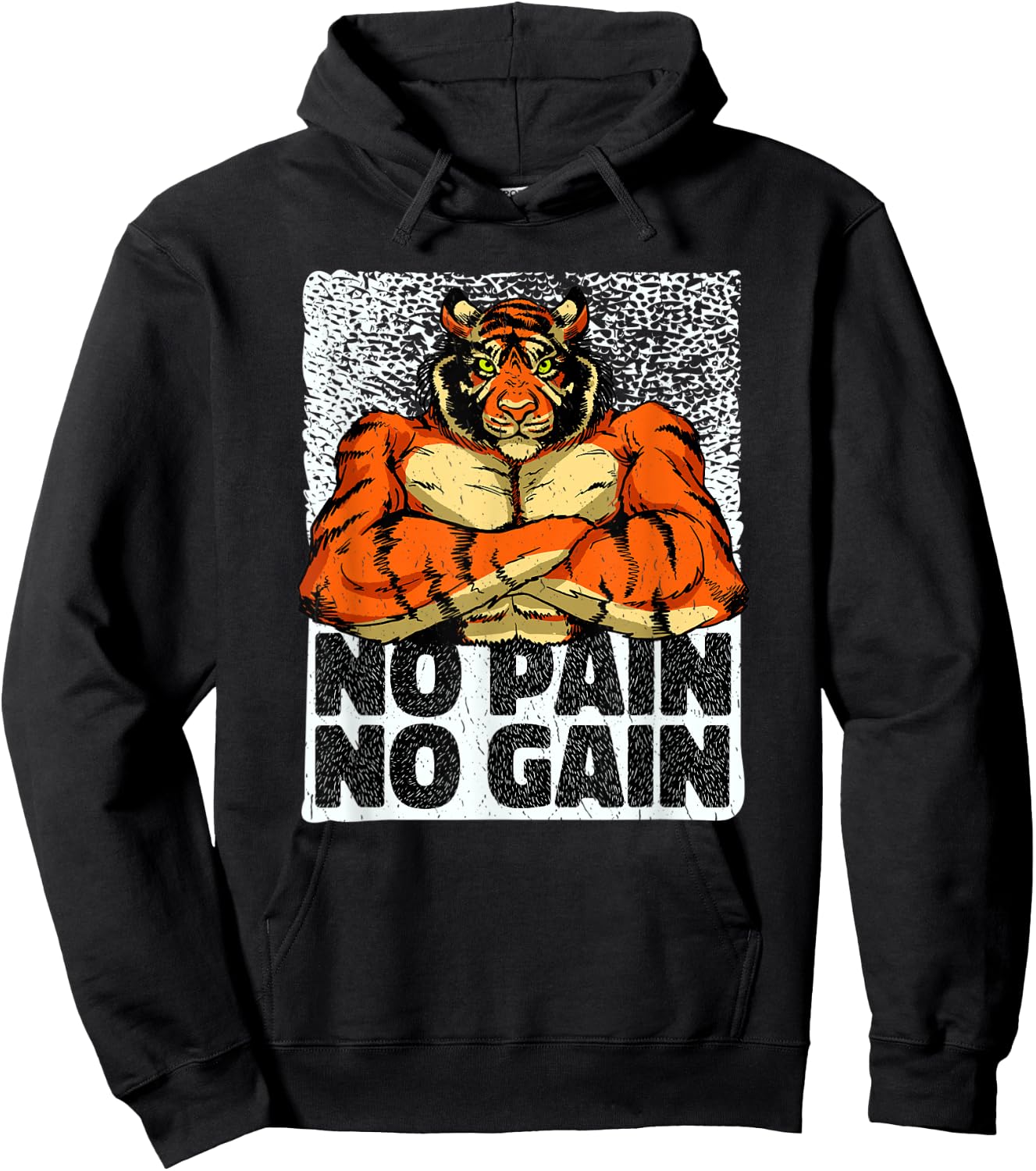 No Pain No Gain Tiger Gym Workout MMA Bodybuilding Fitness Hoodie - Hoodie | Black