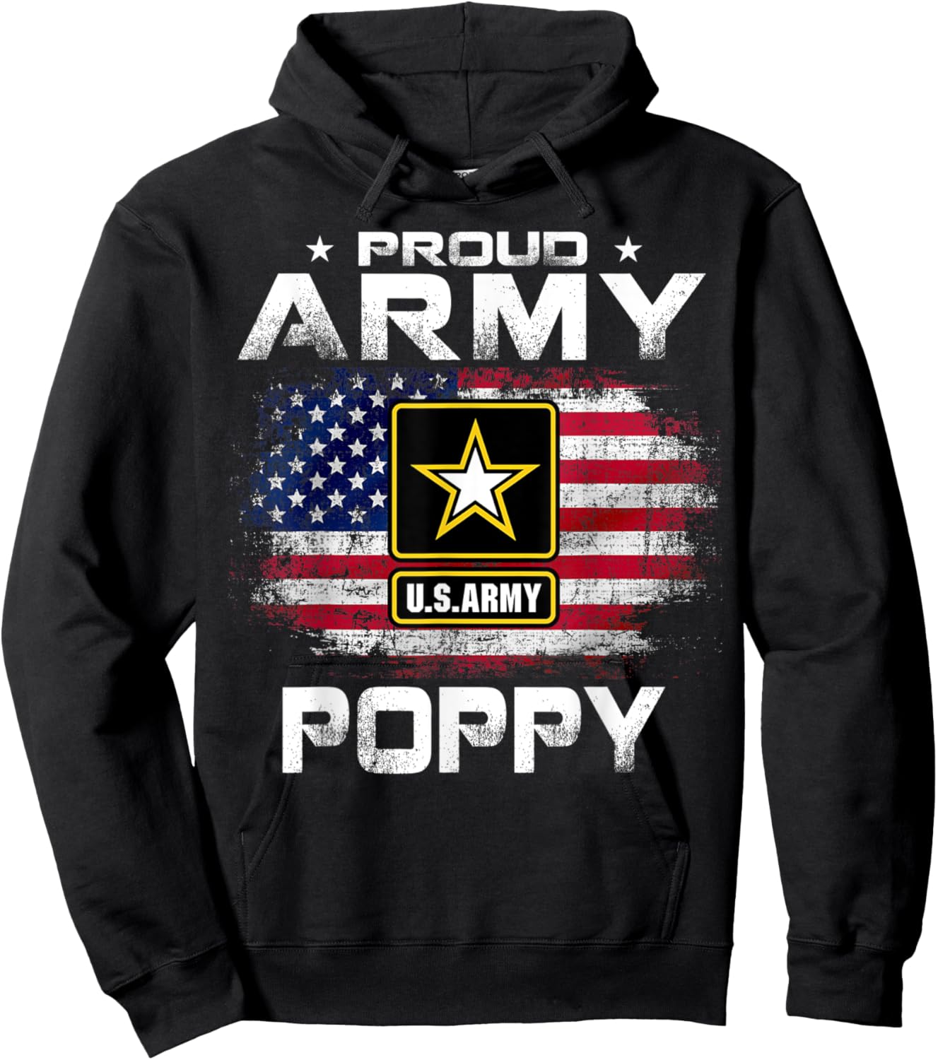 Proud Army Poppy With American Flag For Veteran Gift Women Kids Men Hoodie - Hoodie | Black