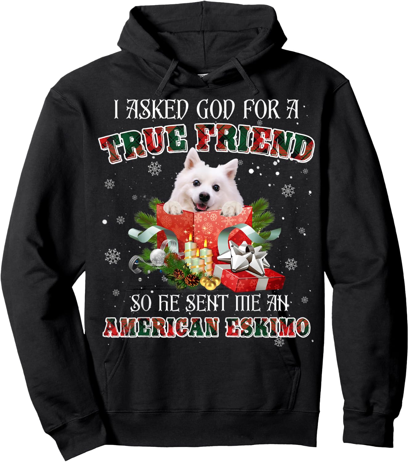 I Asked God For A True Friend American Eskimo Dog Christmas Women Kids Hoodie - Hoodie | Black