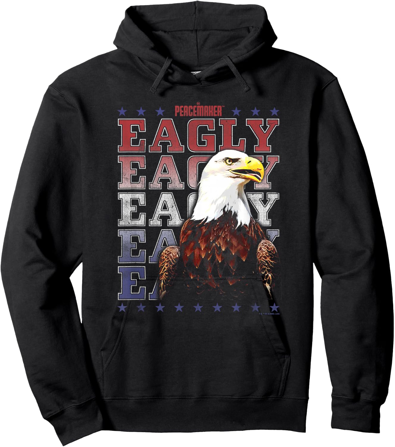 Peacemaker Eagly Text Stack Hoodie - Hoodie | Black