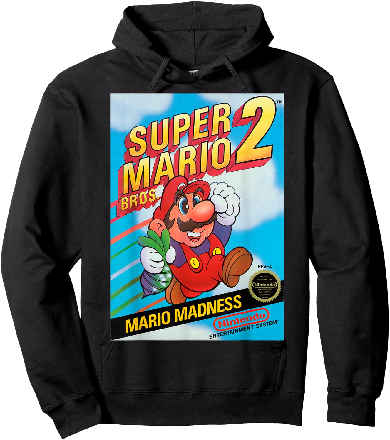 Super Mario Bros 2 Retro Box Art Graphic Hoodie - Hoodie | Black