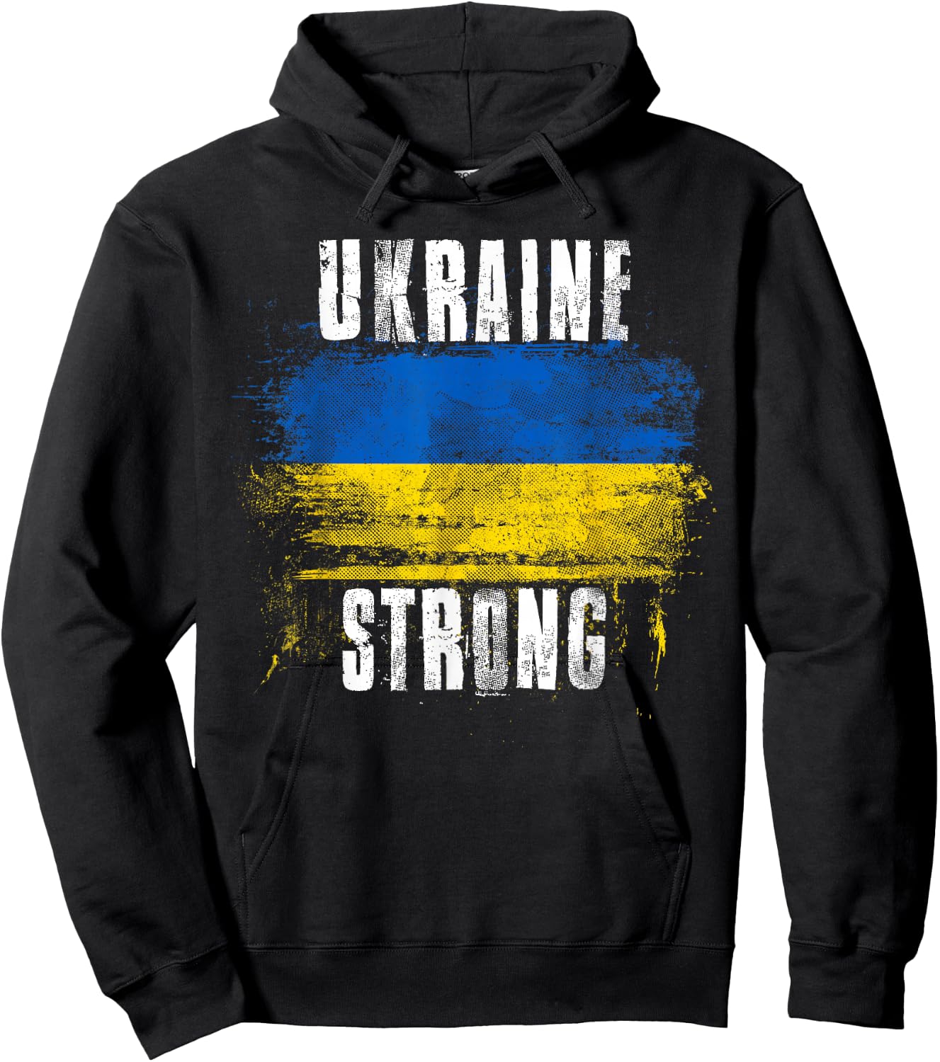 Ukraine Strong Distressed Flag - Ukrainian Pride Hoodie - Hoodie | Black
