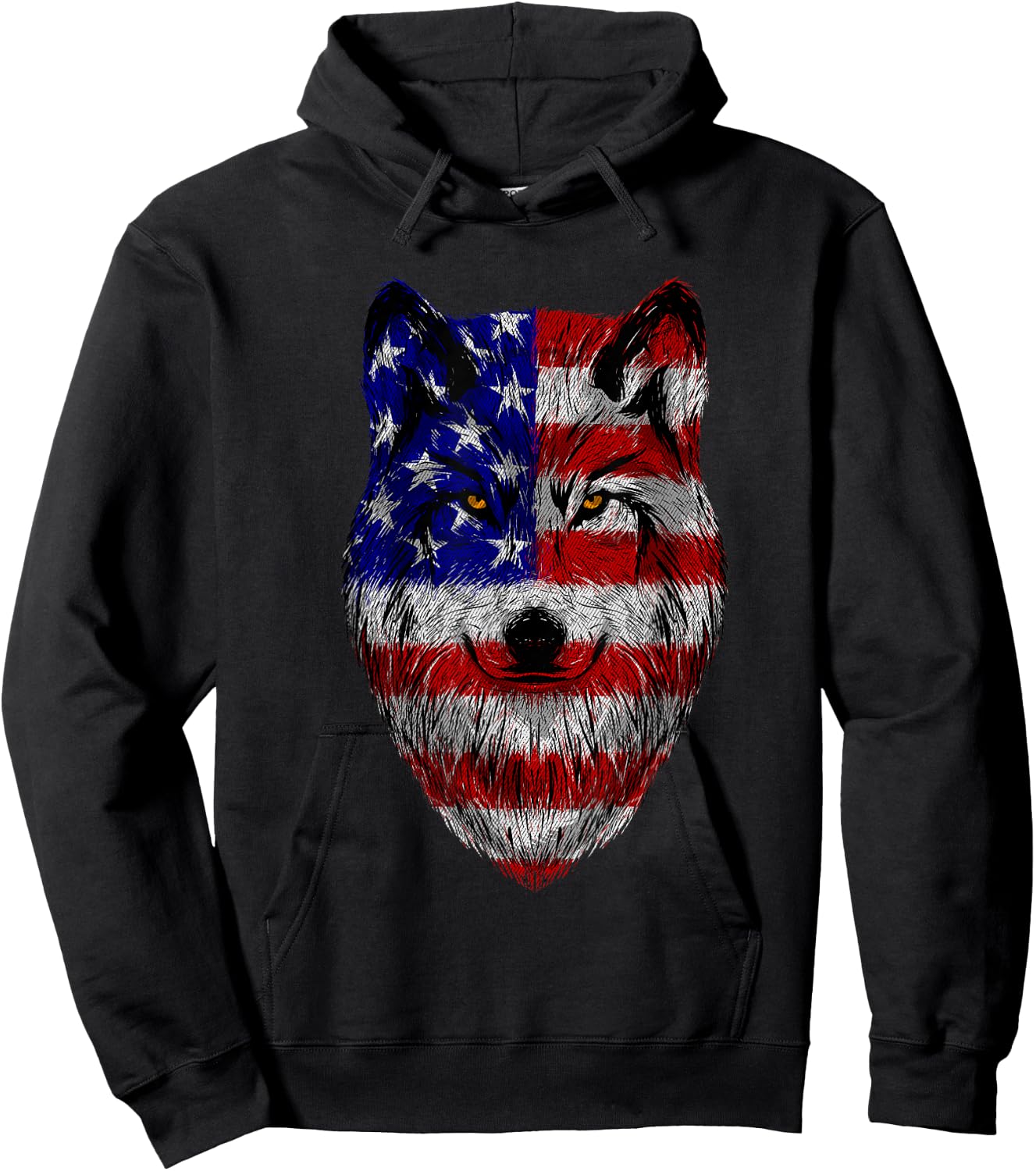 Patriotic Wolf - USA American Flag 4th of July Fourth Hoodie - Hoodie | Black