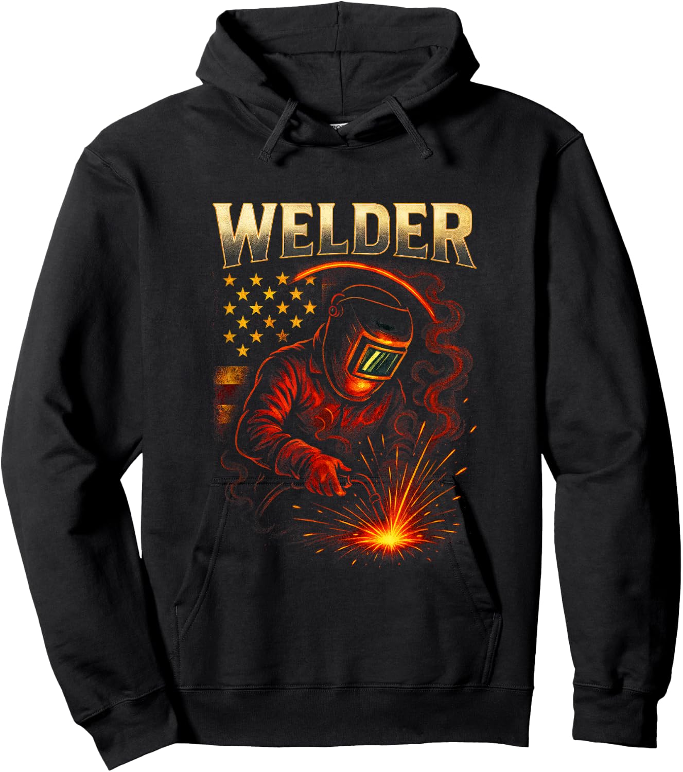 Welder - American Flag Welding Art Hoodie - Hoodie | Black