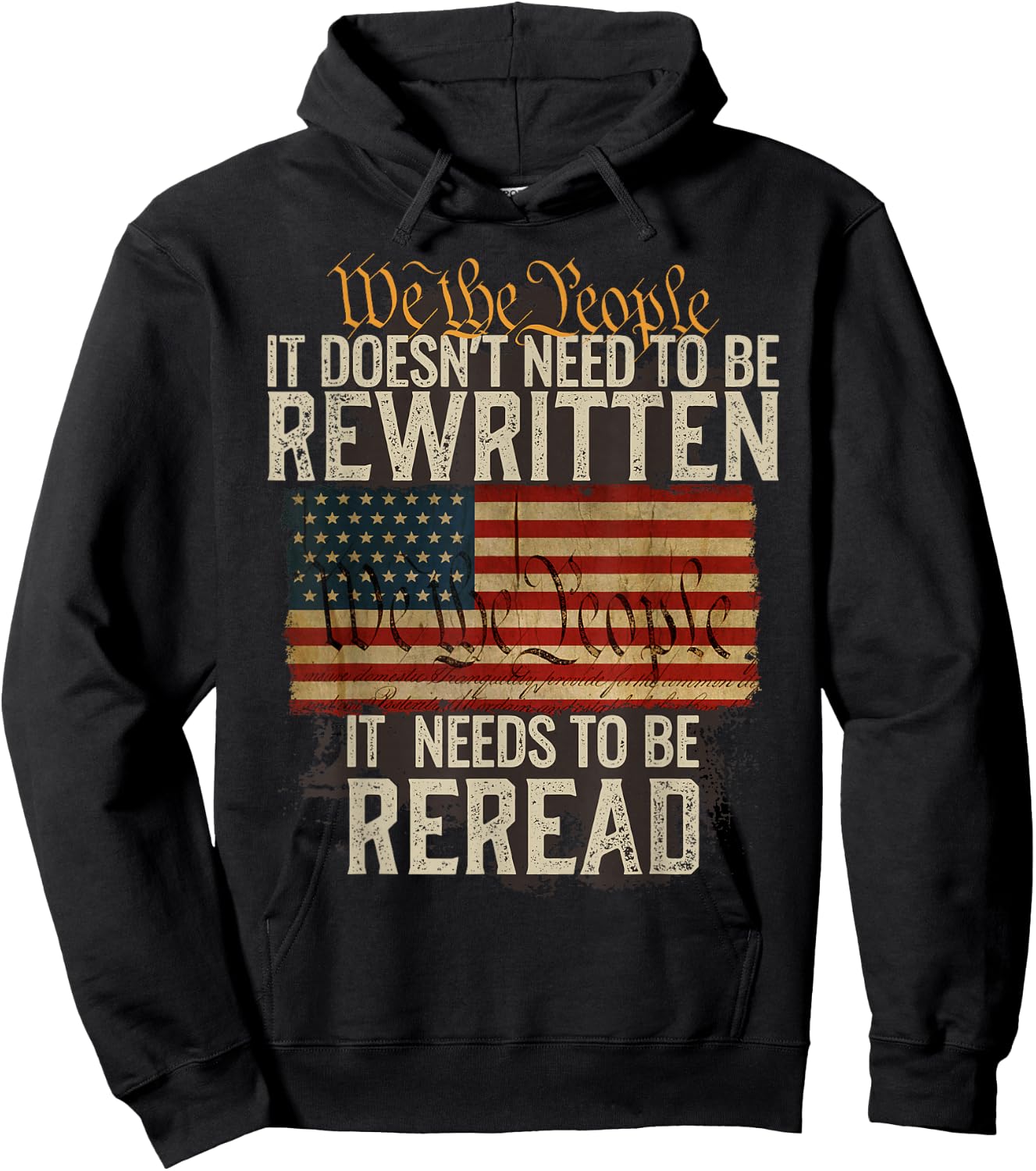 It Doesn't Need to be Rewritten Constitution We The People Small Hoodie - Hoodie | Black