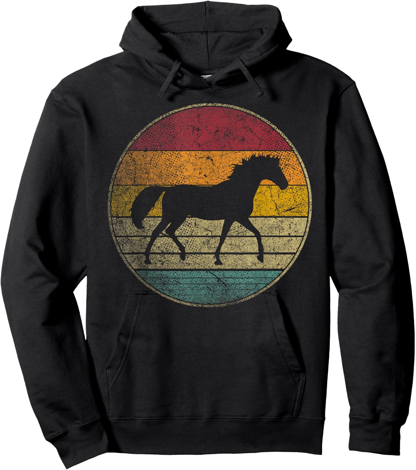 Horse Lover Riding Girl Horseback Vintage Retro 70s 80s Gift Hoodie - Hoodie | Black