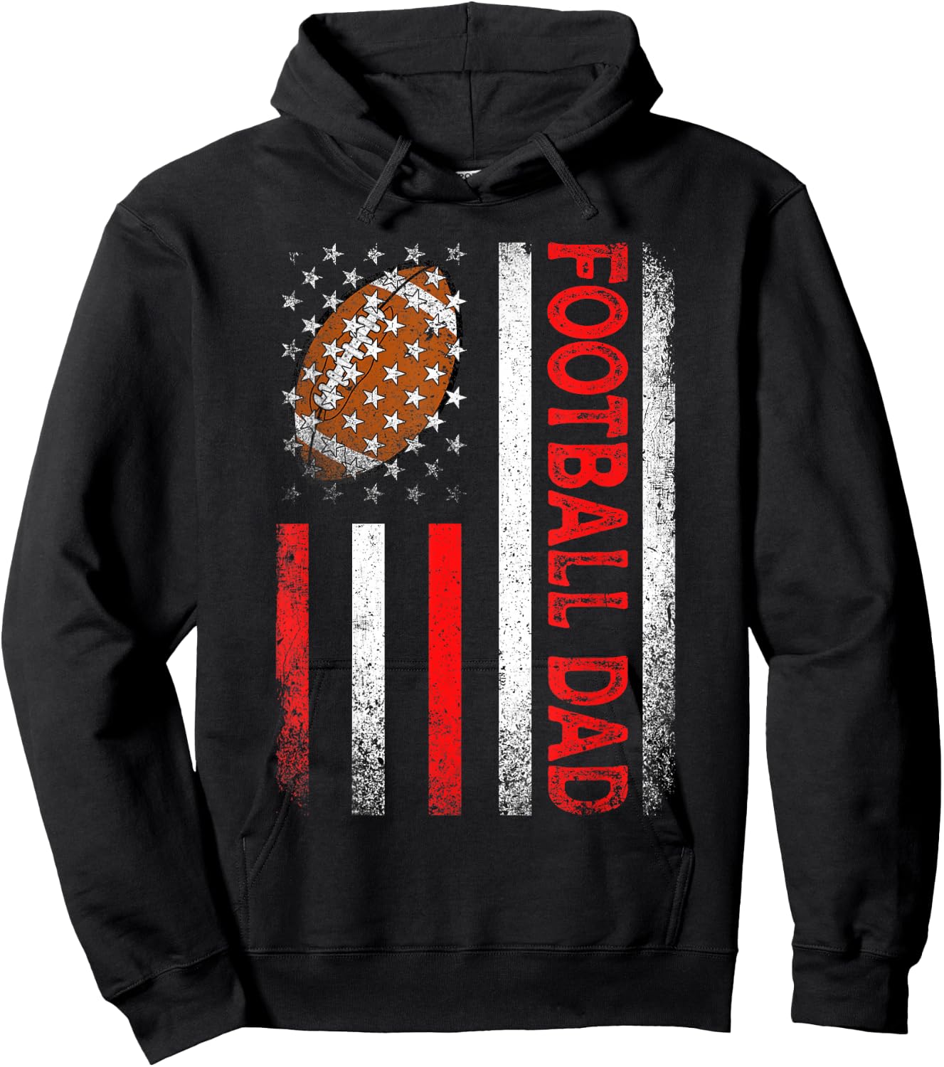 Classic Retro American Flag Football Dad Men Father's Day Hoodie - Hoodie | Black
