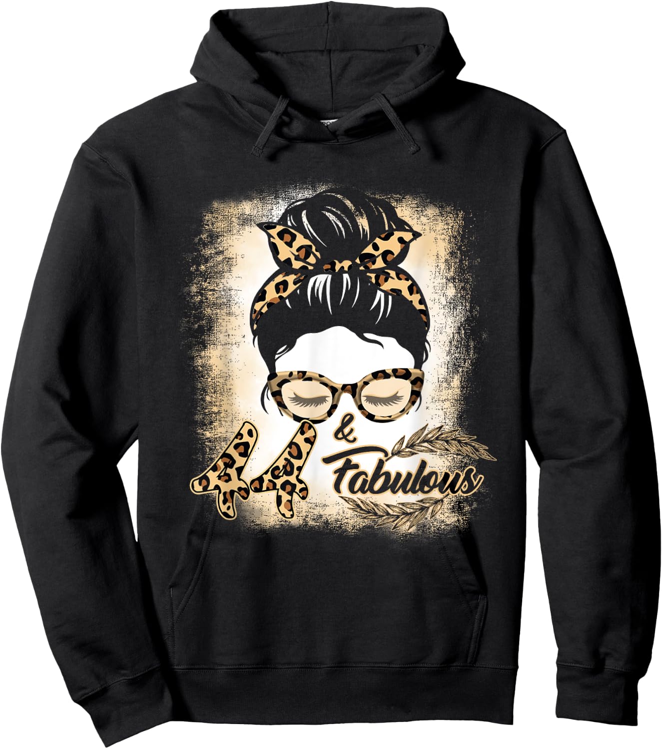 44th Birthday Gift Women Girls 44 Year Old Fabulous Leopard Hoodie - Hoodie | Black