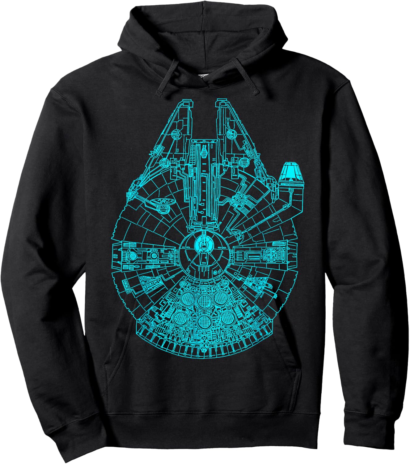 Star Wars Millennium Falcon Teal Details Graphic Hoodie - Hoodie | Black